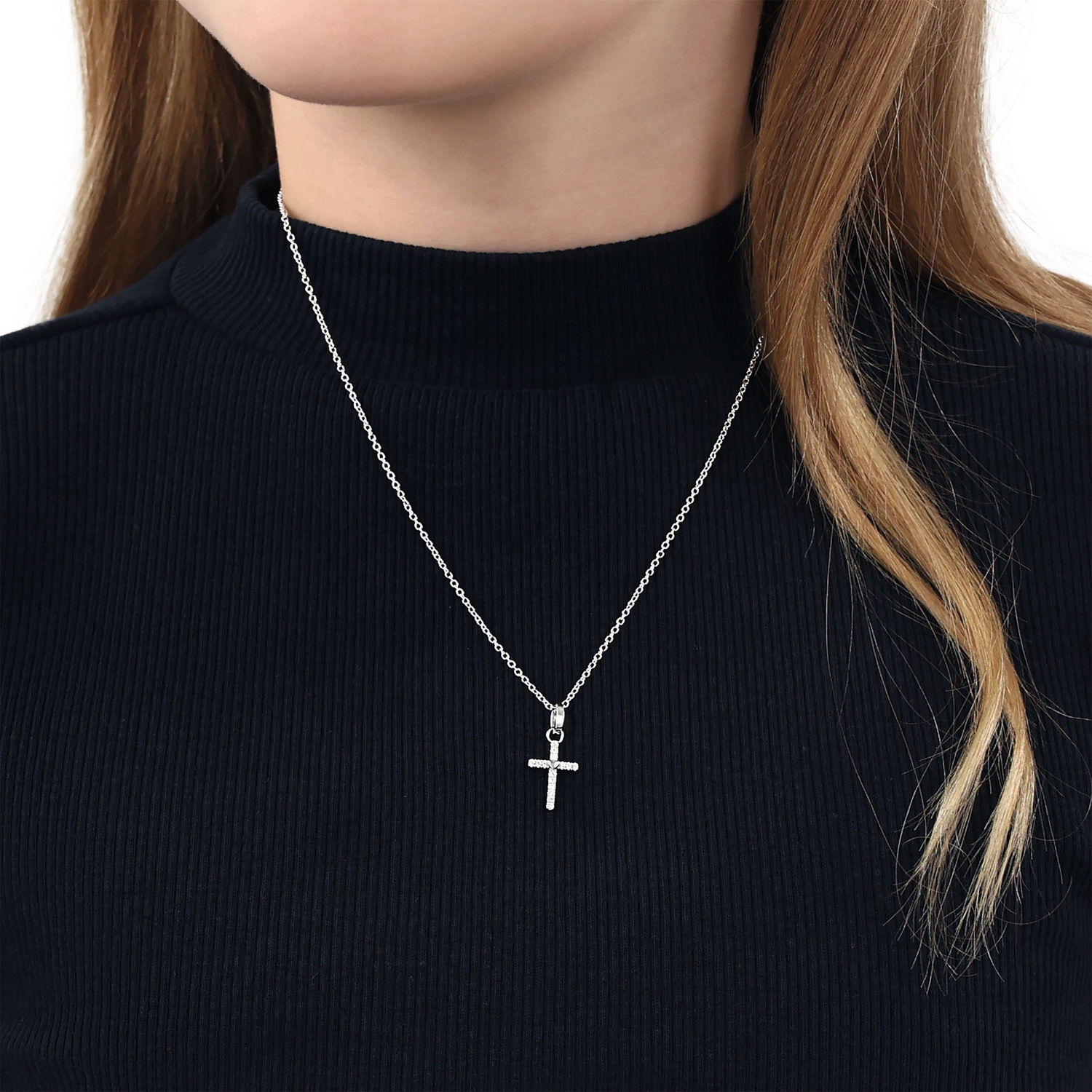 TOM TAILOR Kette mit Anhänger »Kreuz-Motiv« mit Zirkonia (synth.)