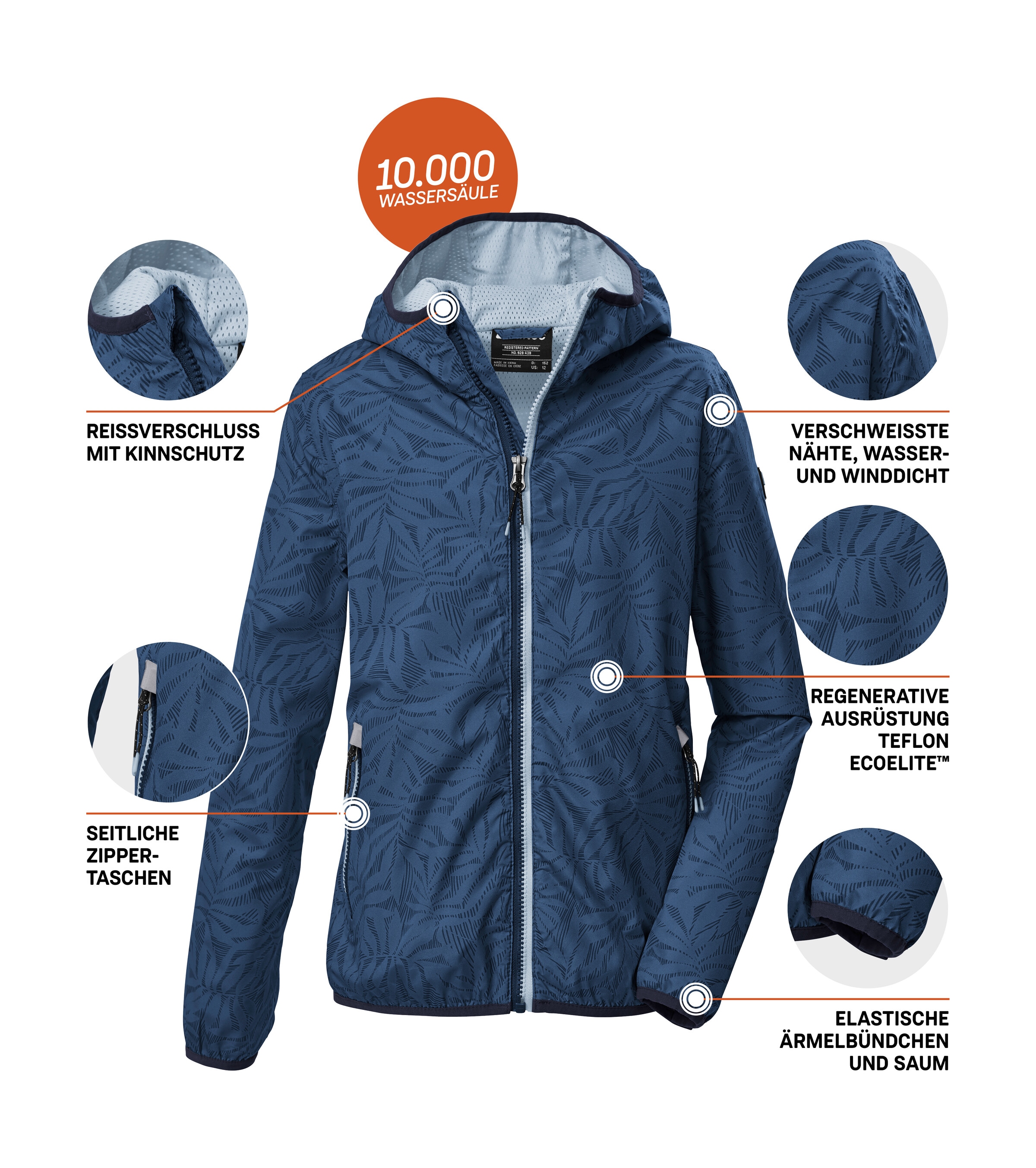 Killtec Funktionsjacke »KOS 163 GRLS JCKT« Leichte, wasserdichte Mädchenjacke mit reflektierenden Elementen