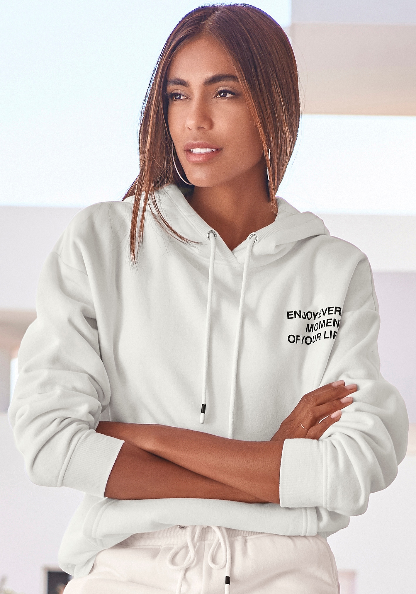 Hoodie, mit Statement Druck, Loungeanzug