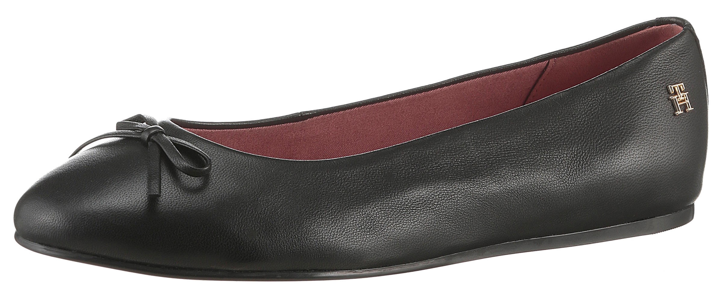 Tommy Hilfiger Ballerina »BALLERINA LEATHER FLAT BOW«, Slipper, Schlupfschuh, Businessschuh mit Zierschleife