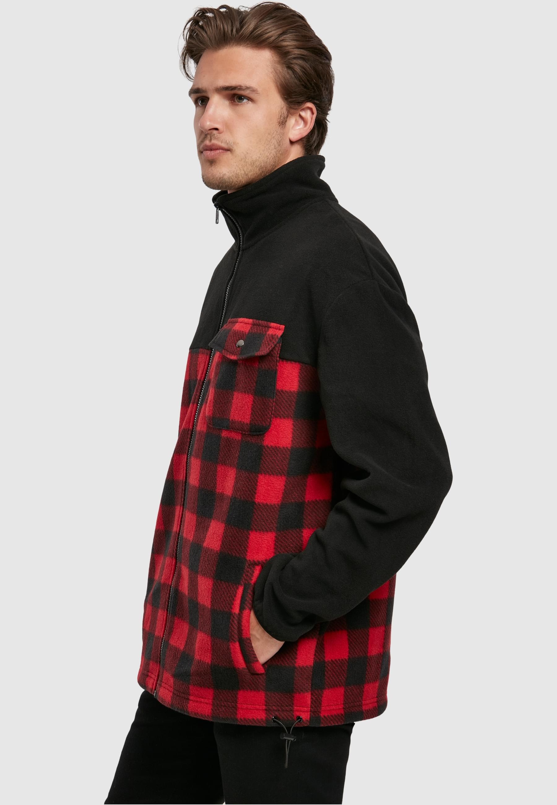 URBAN CLASSICS Winterjacke »Urban Classics Herren Patterned Polar Fleece Track Jacket« 1 Stk. tlg. mit Kapuze