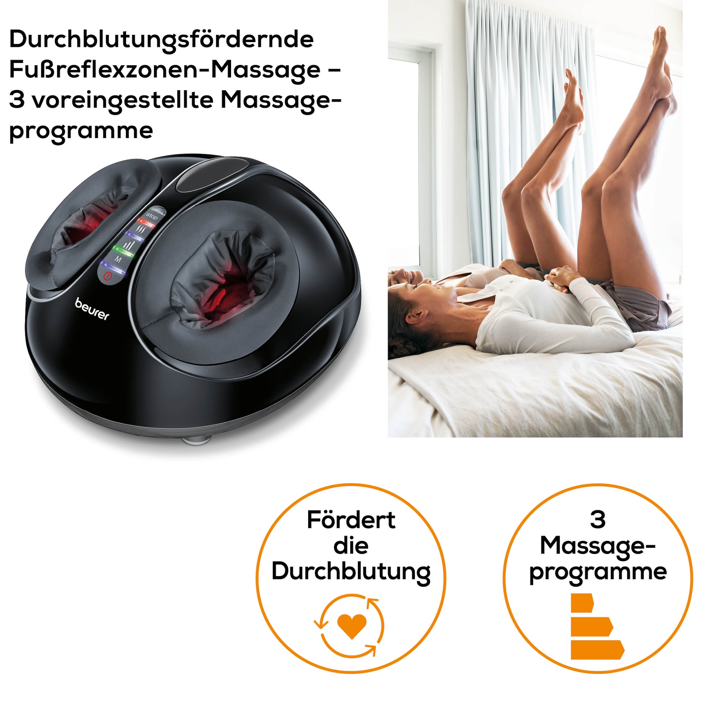 BEURER Fußmassagegerät »FM 90 mit Shiatsu- und Luftdruckmassage, durchblutungsfördernd«, Mit Wärmefunktion, 3 Intensitätsstufen, durchblutungsfördernd