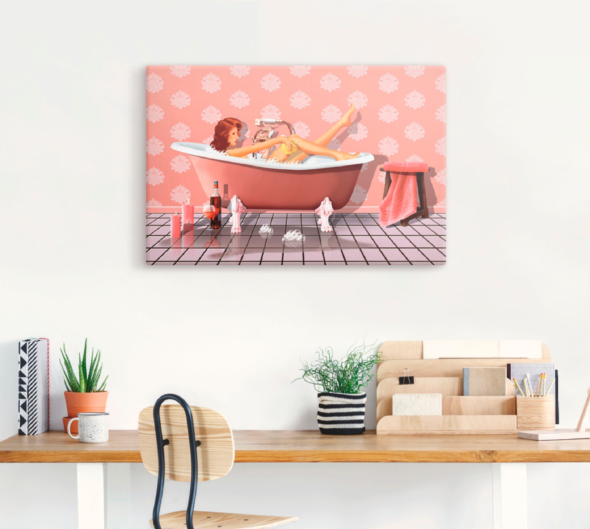 Artland Leinwandbild »Pin Up Girl beim Badevergnügen«, Frau, (1 St.), auf Keilrahmen gespannt