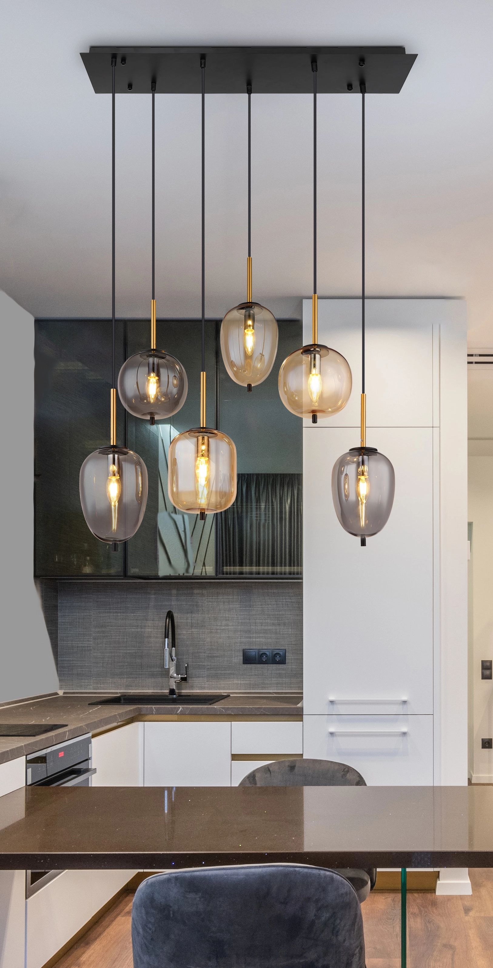 GLOBO LIGHTING Hängeleuchte »BLACKY«, Leuchtmittel E14   ohne Leuchtmittel, günstig online kaufen