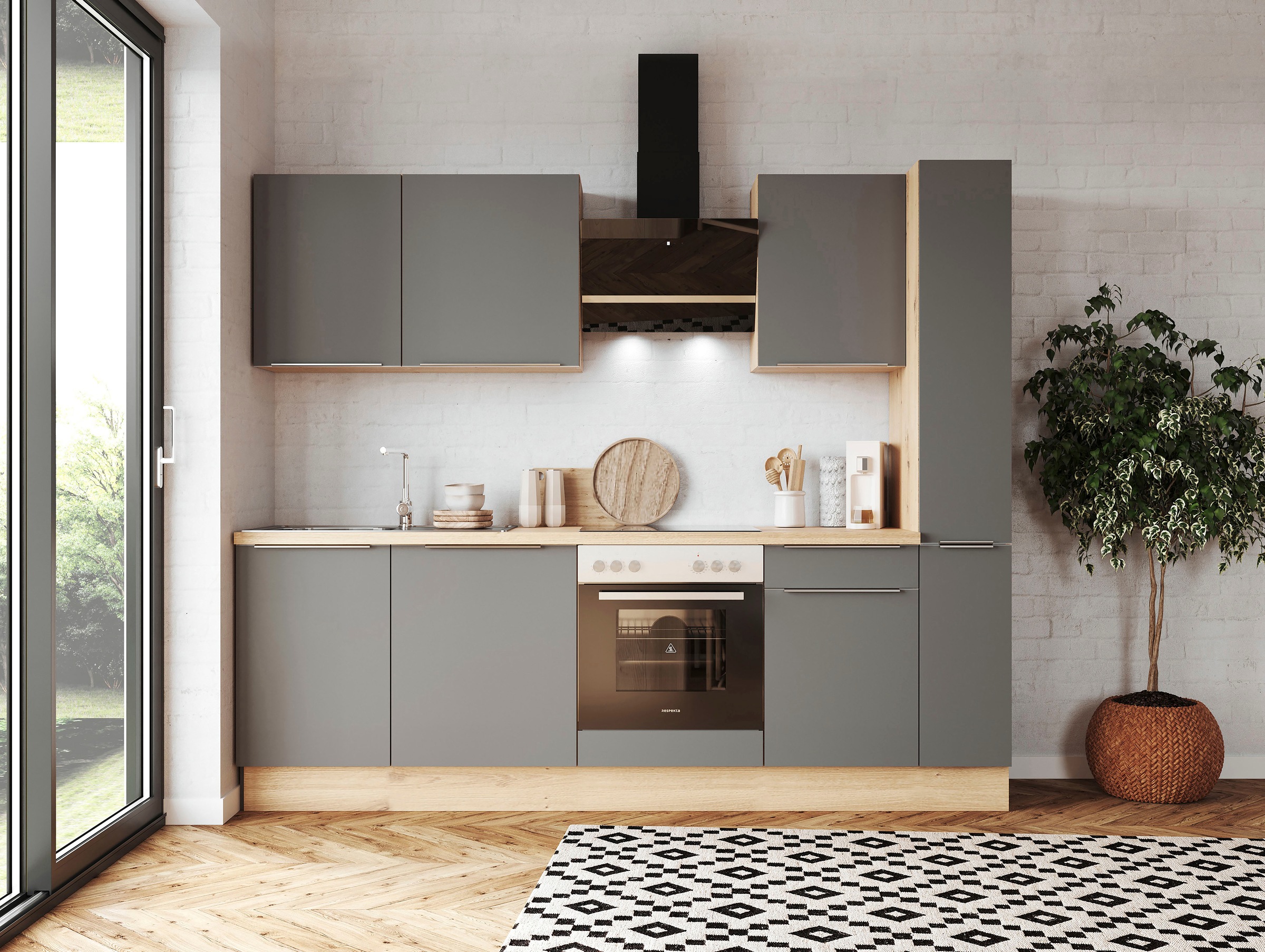 RESPEKTA Küchenzeile »Safado aus der Serie Marleen« Breite 250 cm, mit Soft günstig online kaufen