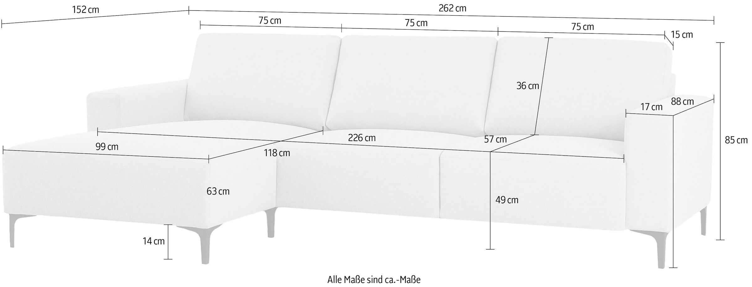 Home affaire Ecksofa »Tournon«, L-Form, Breite 262 cm, Webstoff, Chenille