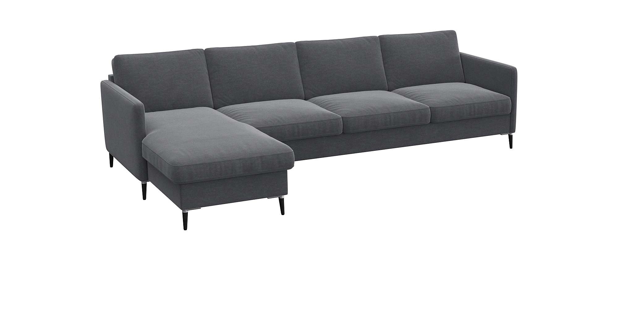 FLEXLUX Ecksofa »Fiore, L-Form«, schmale Armlehnen, Kaltschaum, Füße Alu+schwarz
