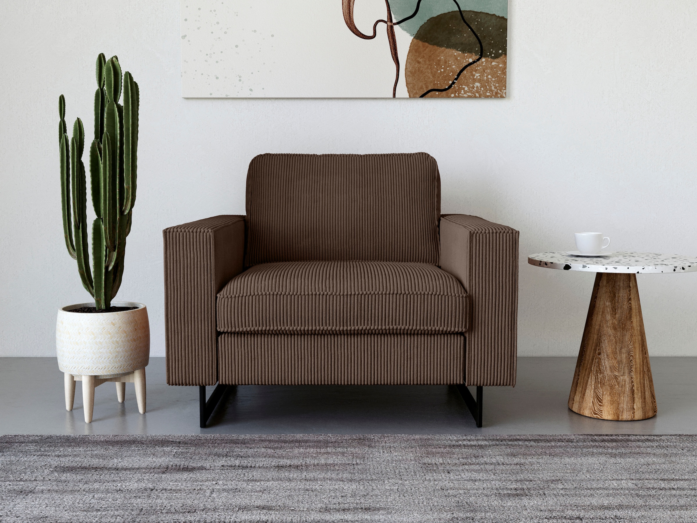 Places of Style Loveseat »Pinto 105 cm, Cord, Chenille, Lederoptik«, mit Ke günstig online kaufen