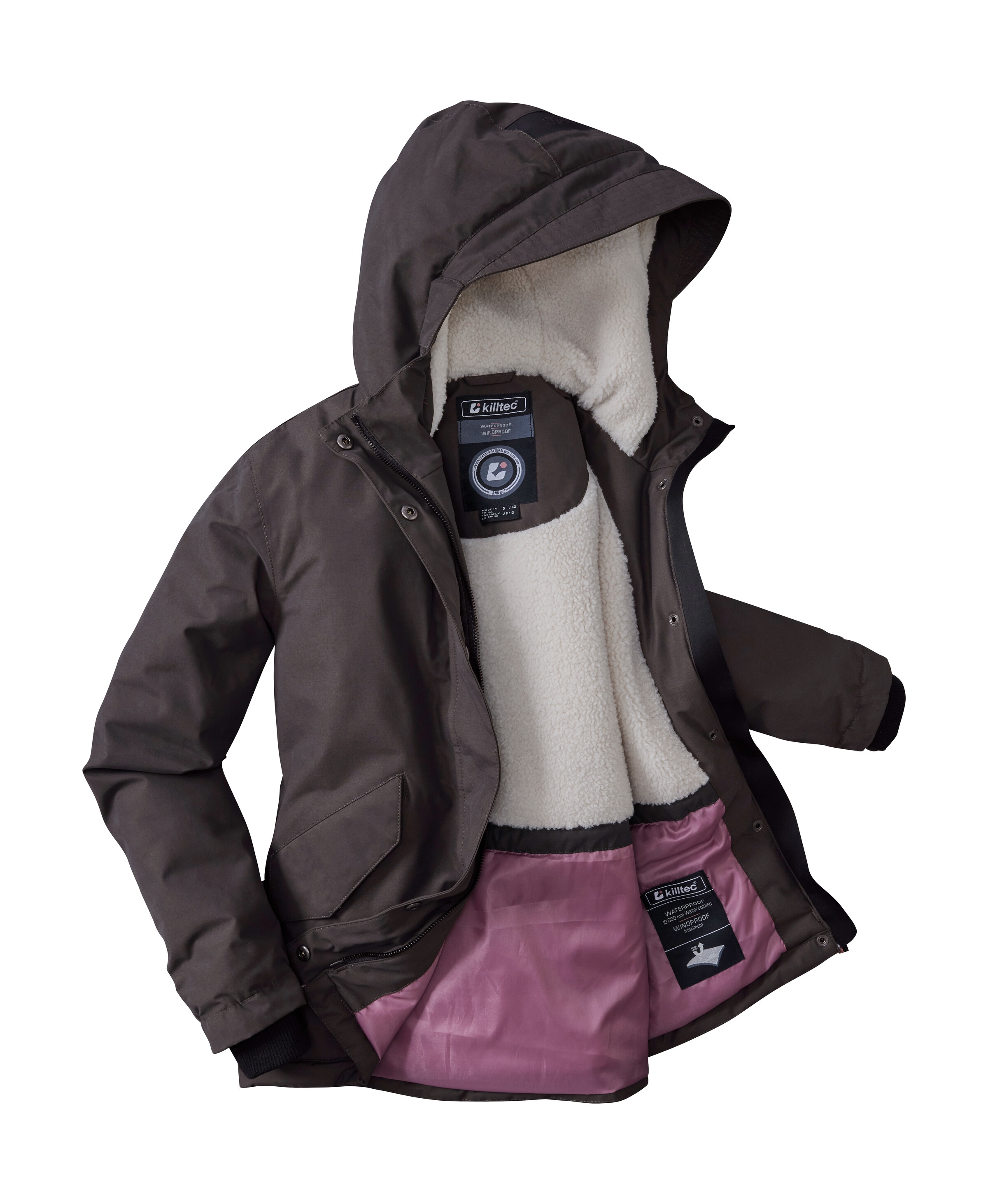 Killtec Funktionsjacke »KOW 235 GRLS JCKT«, Wind- und wasserdichte Kids-Jacke mit Teddyfell und PFAs-frei imprägniert