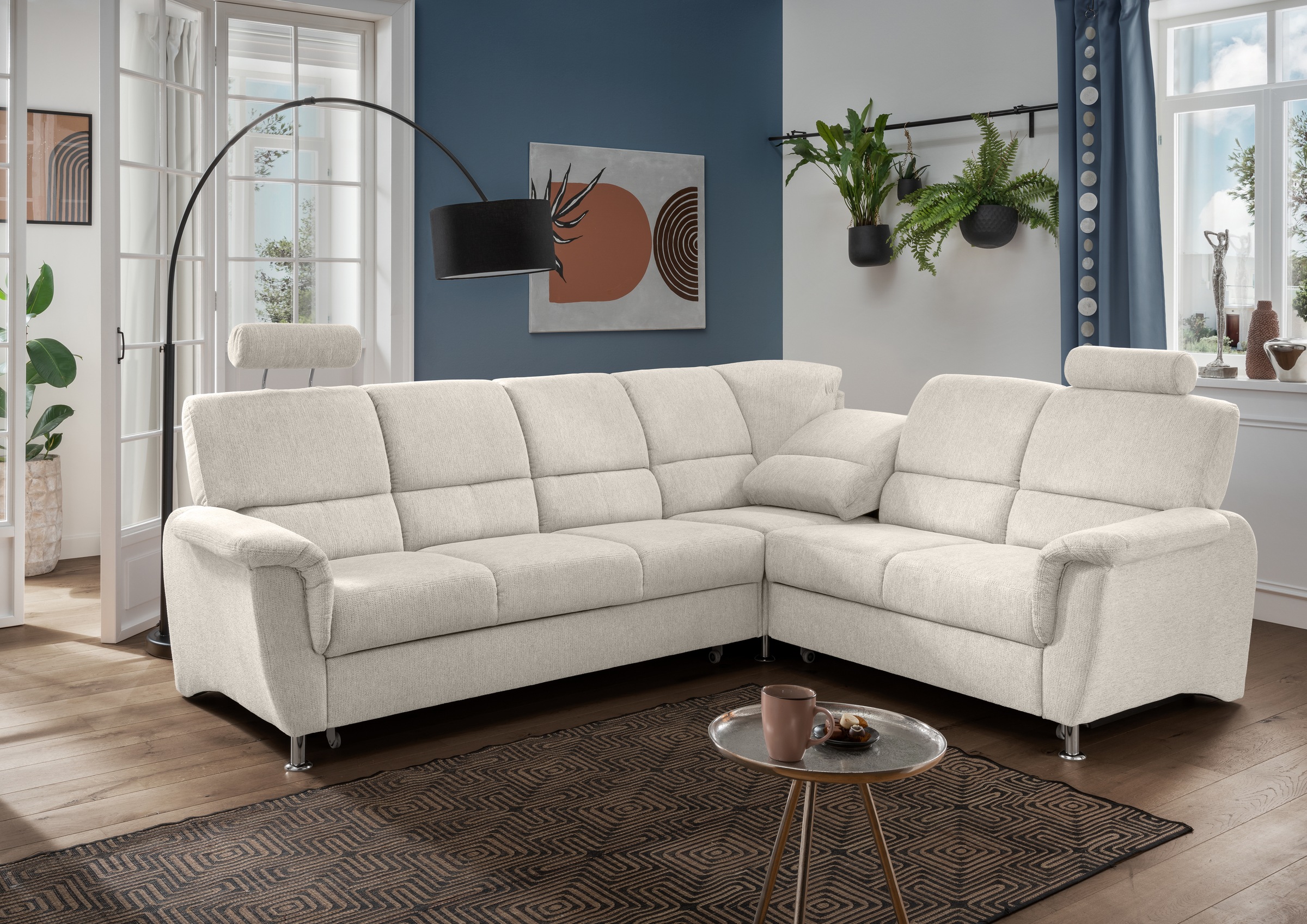Home affaire Ecksofa »Pisa L-Form, mit Schlaffunktion, Stauraum, 2x höhenve günstig online kaufen