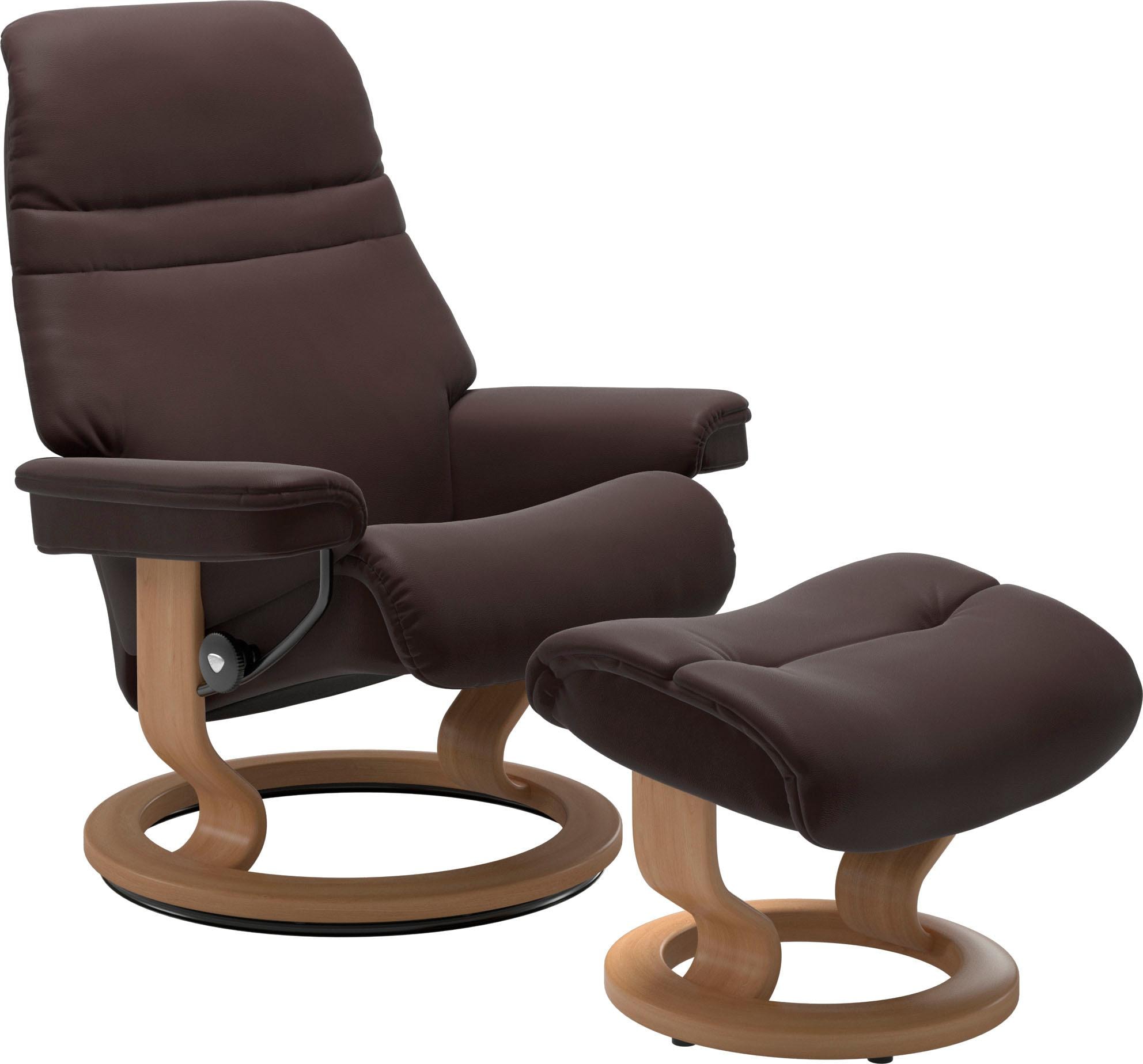 Stressless® Relaxsessel »Sunrise«, (Set, Relaxsessel mit Hocker), mit Classic Base, Größe M, Gestell Eiche