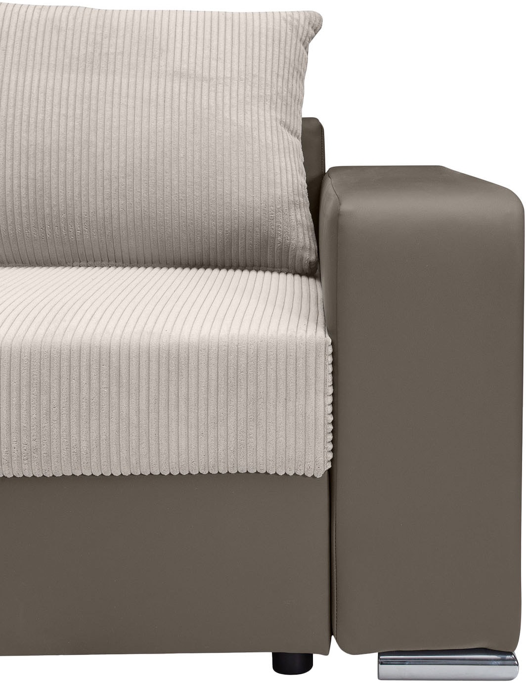 COLLECTION AB Ecksofa »L-Form«, Regalarmlehne mit LED RGB Beleuchtung,Bettfunktion und Bettkasten