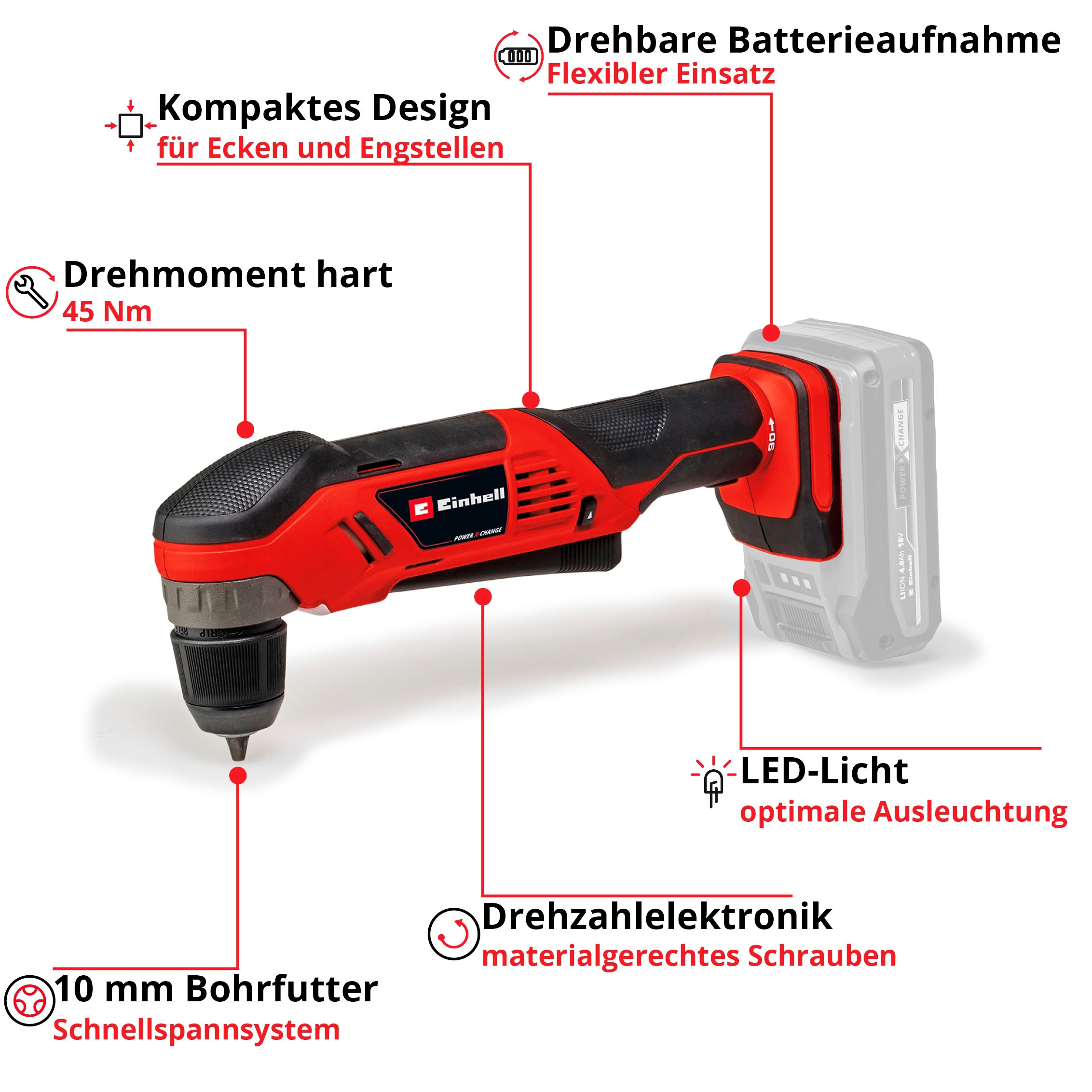 Einhell Akku-Winkelbohrmaschine »TE-AD 18 Li - Solo«