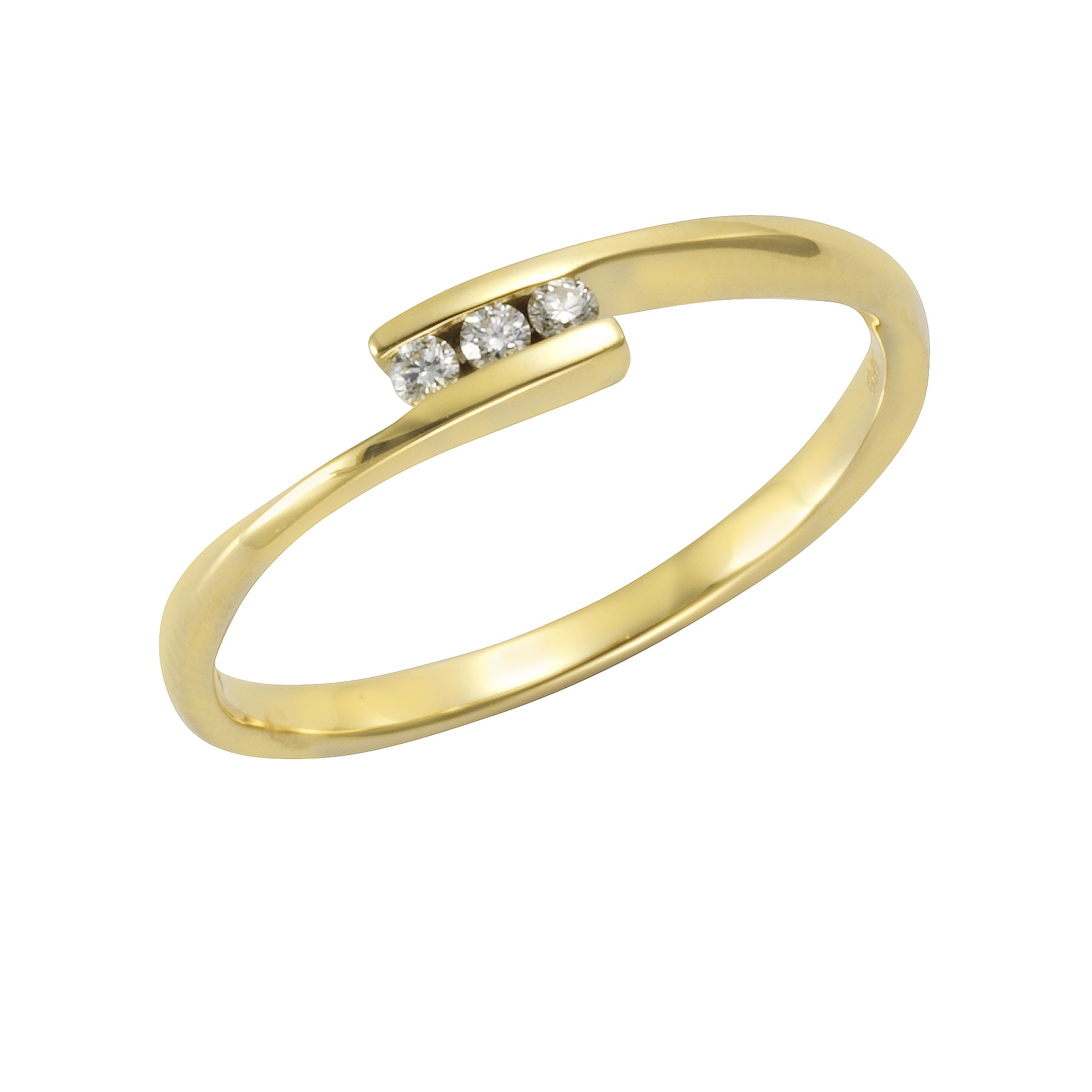 Fingerring „585 Gold 3x Brillant zus. 0,06ct.“ gelb + weiß 0,06 ct SI = kleine Einschlüsse 054 (17,2) – 0,06 ct SI = kleine Einschlüsse