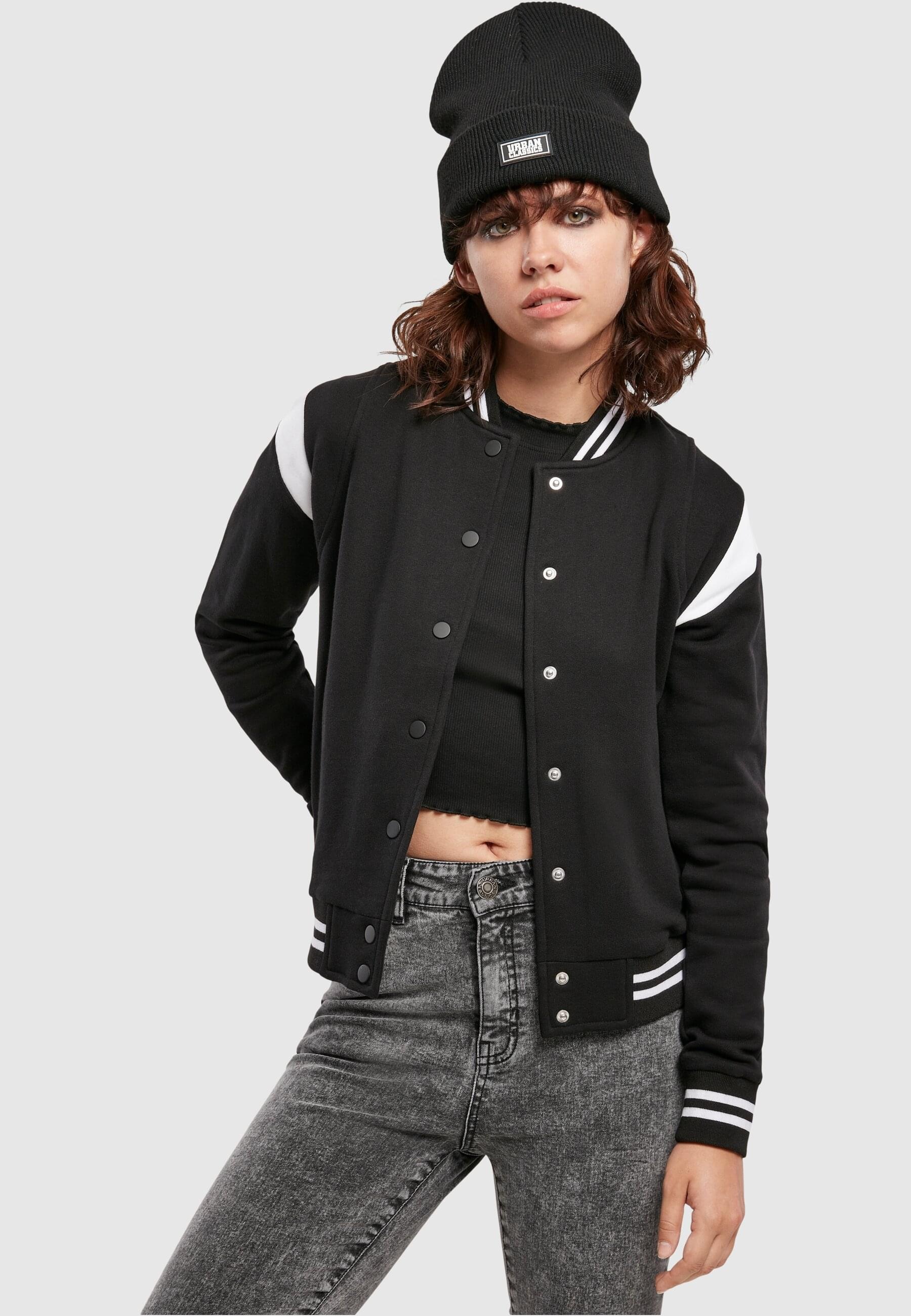 URBAN CLASSICS Collegejacke »Urban Classics Damen Ladies Organic Inset College Sweat Jacket« 1 Stk. tlg. ohne Kapuze