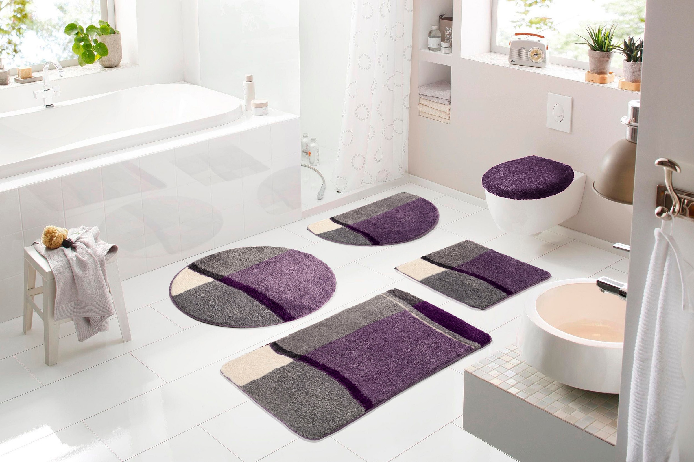 my home Badematte »Belio, Badvorleger, Badezimmer Teppich«, rutschhemmend b günstig online kaufen