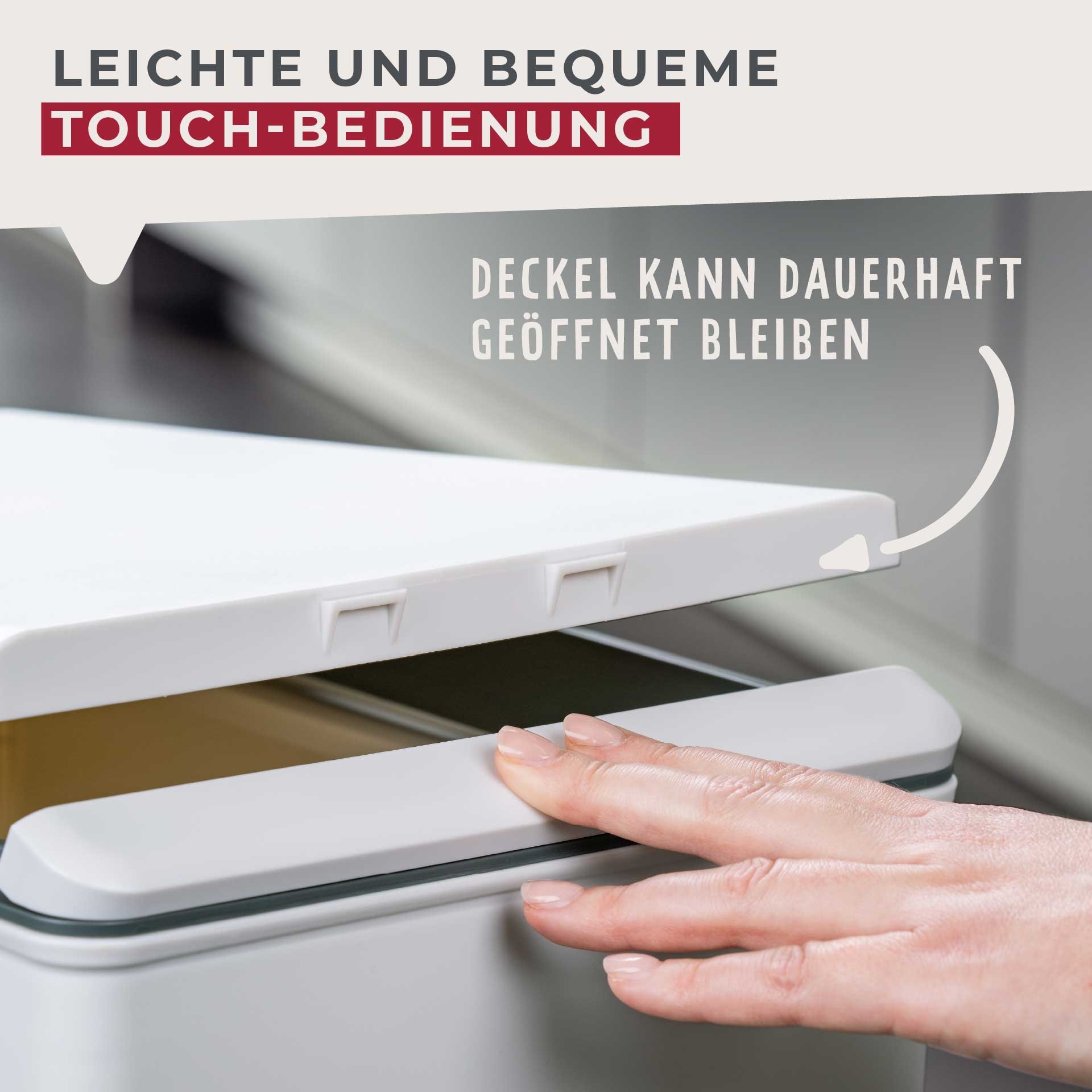FACKELMANN Mülleimer »OSLO, Touch Abfalleimer«, 1 Behälter, ideal als Mehrfachsammler, leicht & robust mit sanfter Touch-Öffnung