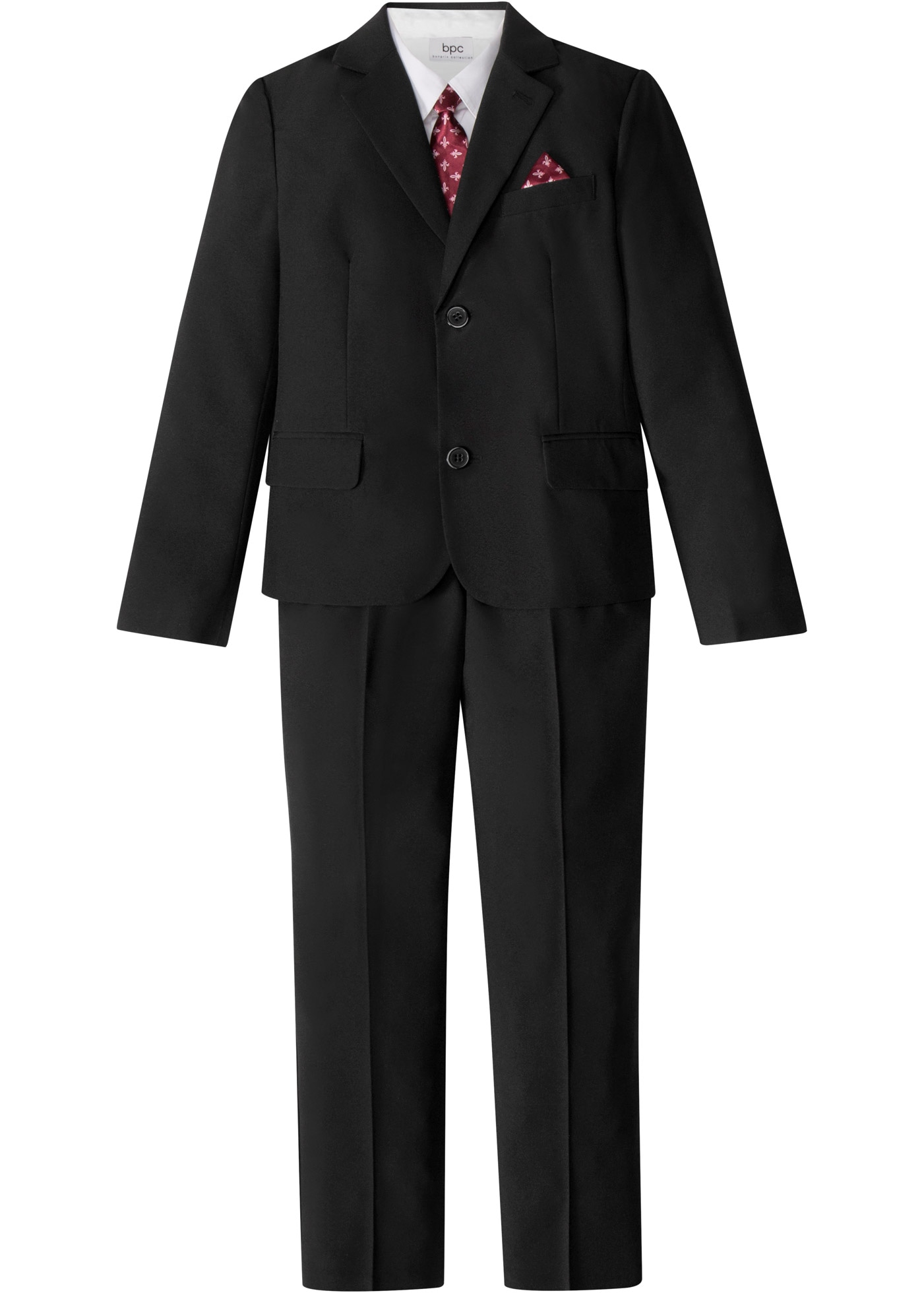 bonprix Anzug Set, 4 tlg. normal bestehend aus Hose mit verstellbarem Bund, Hemd, Sakko und Krawatte
