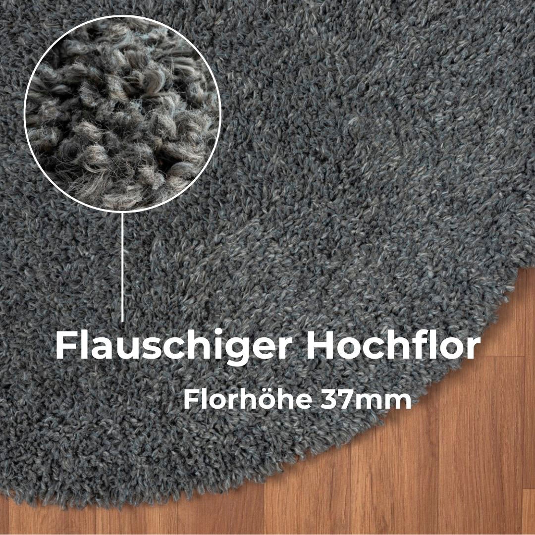 my home Hochflor-Teppich »Banji«, rund, 37 mm Höhe, Uni Farben, weich und flauschig, auch als rechteckig erhältlich