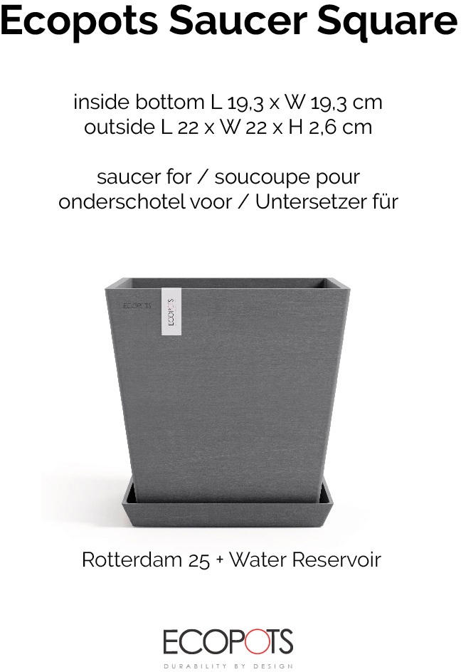 ECOPOTS Topfuntersetzer »Quadratisch 25 Grau«, für innen und außen: frostsicher, bruchsicher und lichtbeständig