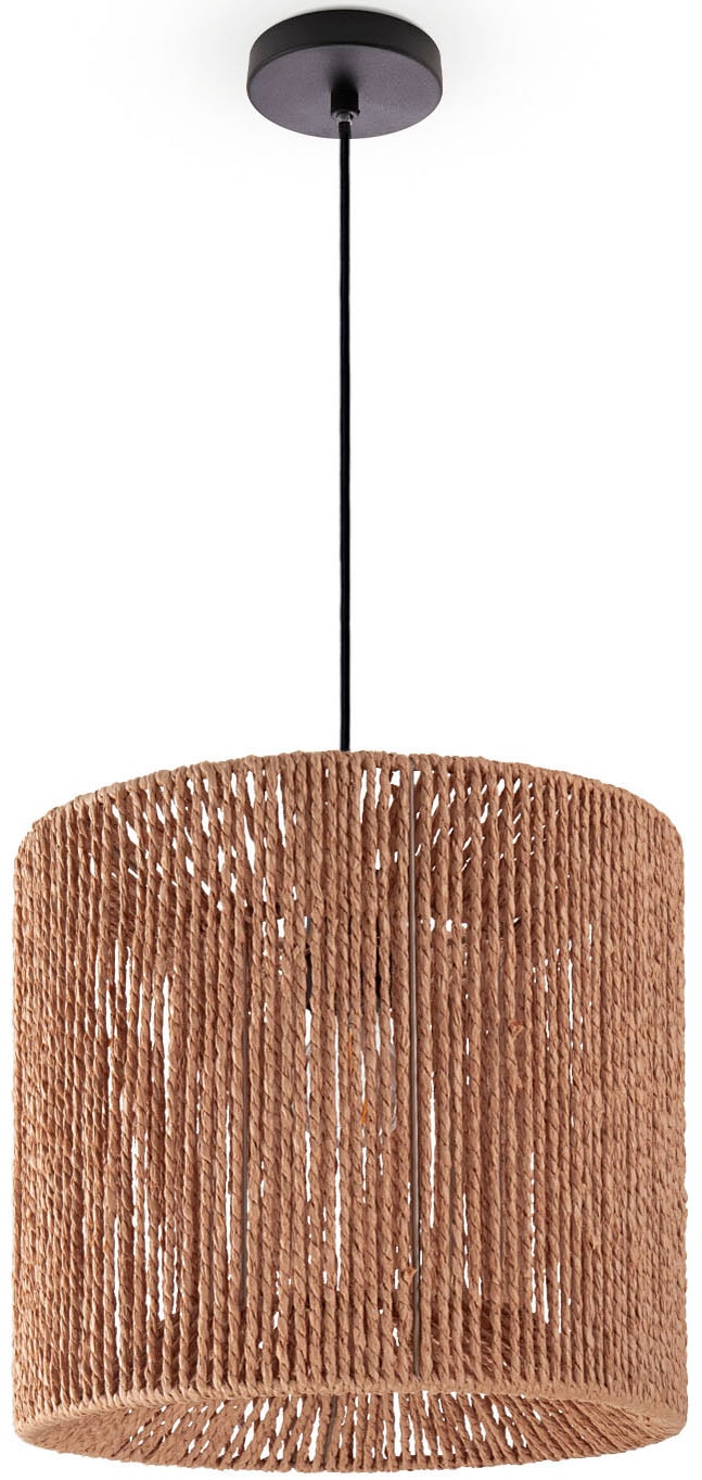 Paco Home Pendelleuchte »Hugo Ramira«, Leuchtmittel E27 | ohne Leuchtmittel, Wohnzimmer Esszimmer Rattan Optik Boho Schirm Papier E27 Modern