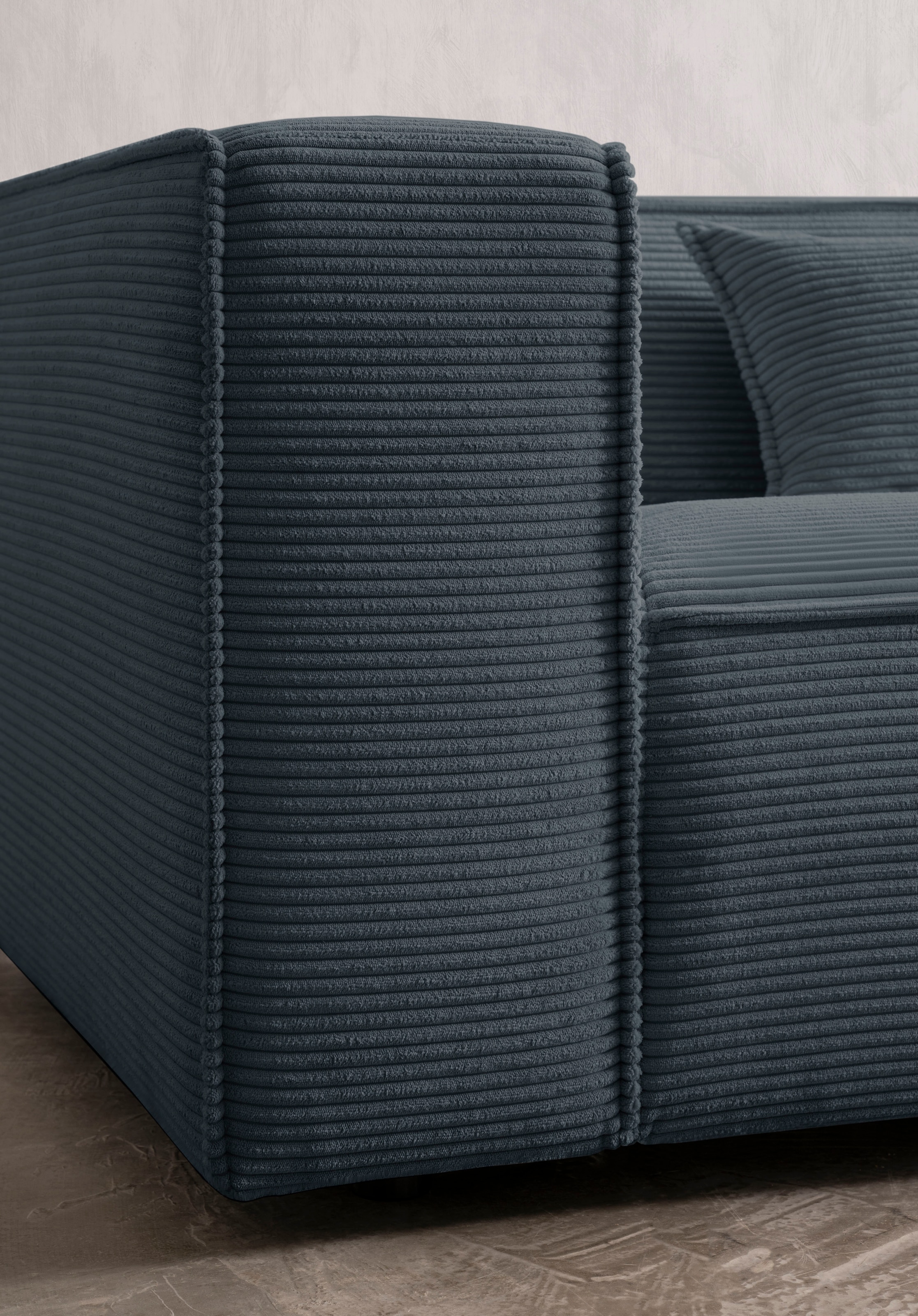 LeGer Home by Lena Gercke 3-Sitzer »PIARA, Couch mit Kedernaht, Sofa in Cord oder Leinenoptik«, schwarze Füße, bequemer Sitzkomfort
