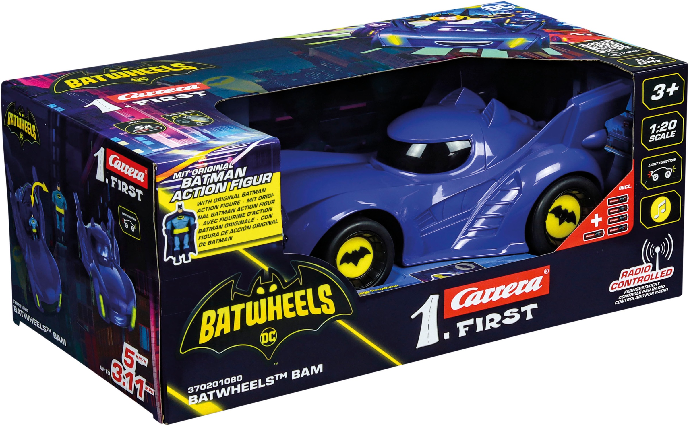 Carrera® RC-Auto »Carrera® First - Batwheels™ - Bam, 2,4 GHz«, mit Licht- und Soundeffekt