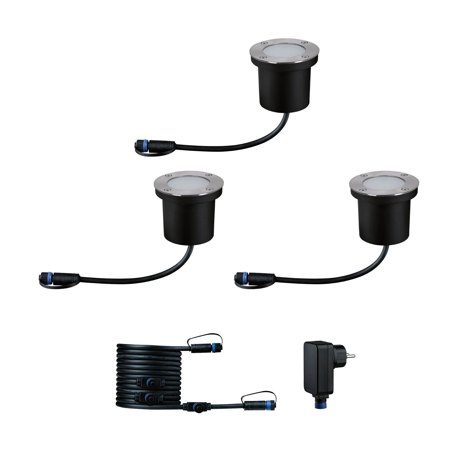 Paulmann LED Einbauleuchte »Plug & Shine Floor Basisset IP67 2200K 3x4,5W Anthrazit«, 3 flammig, Bodeneinbauleuchte, Insektenfreundlich