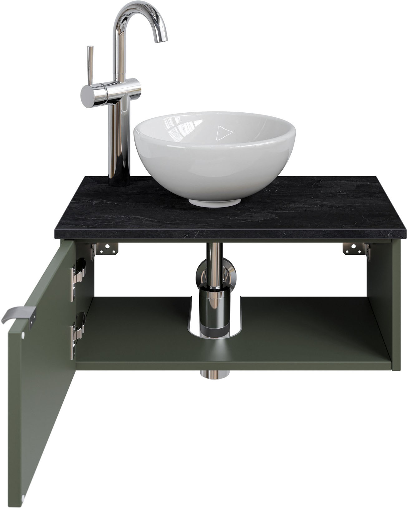 Saphir Waschtisch »Serie 6915 Waschschale mit Unterschrank für Gästebad, Gäste WC«, 61 cm mit Keramik-Aufsatzbecken, 1 Tür und 1 Fach