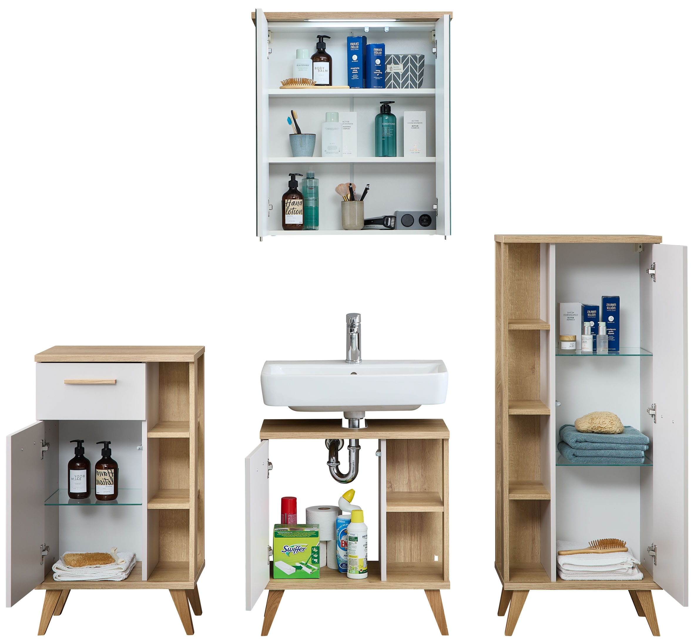 Saphir Badmöbel-Set »4-teilig, mit Soft-Close Türen« Set, 4 Stk. tlg.