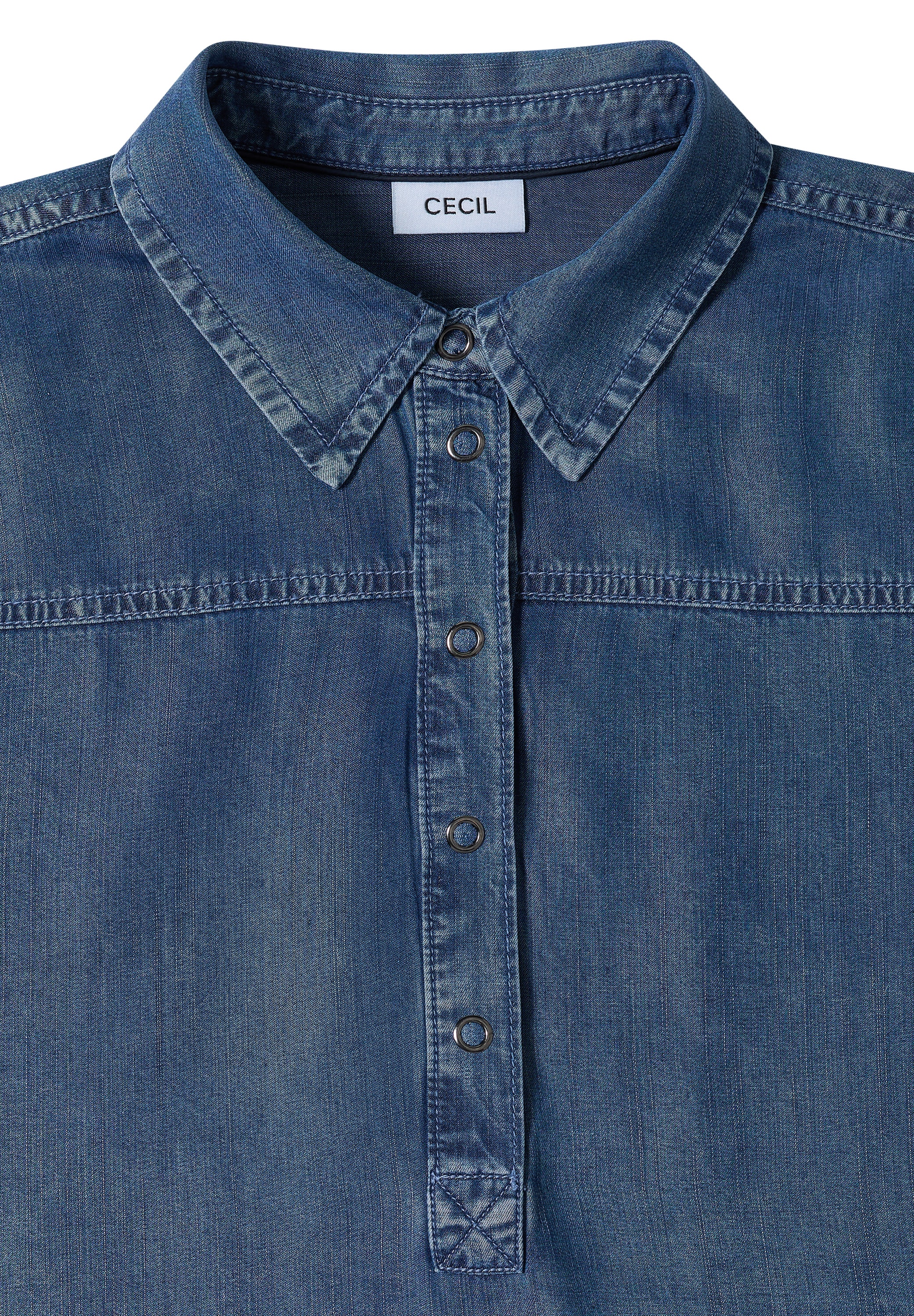 Cecil Jeanskleid Eingrifftaschen Knielanges Sommer-Kleid im Denim-Look