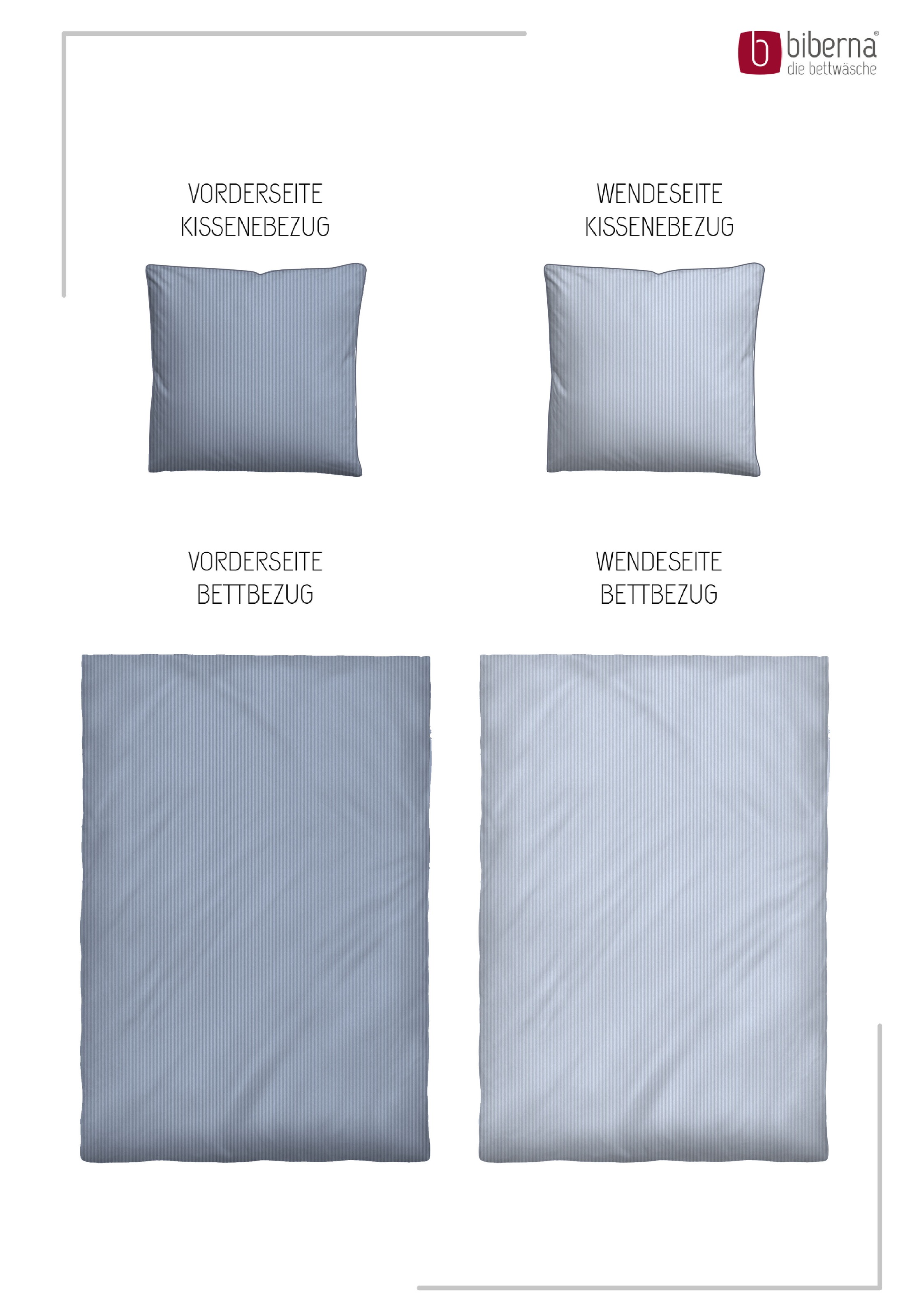 Biberna Wendebettwäsche »0615211 Premium Satin aus 100% Baumwolle mit Reißverschluß« 2 Stk. seidig glatt & atmungsaktiv, Reißverschluss, Feine Streifen