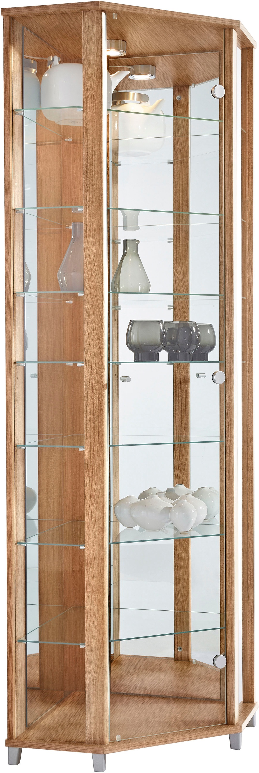 fif möbel Eckvitrine »TRIO Höhe ca. 172 cm, ink. Beleuchtung«, Eckvitrine/Glasvitrine 1x Glastür, perfekt für Sammler, Sammlervitrine