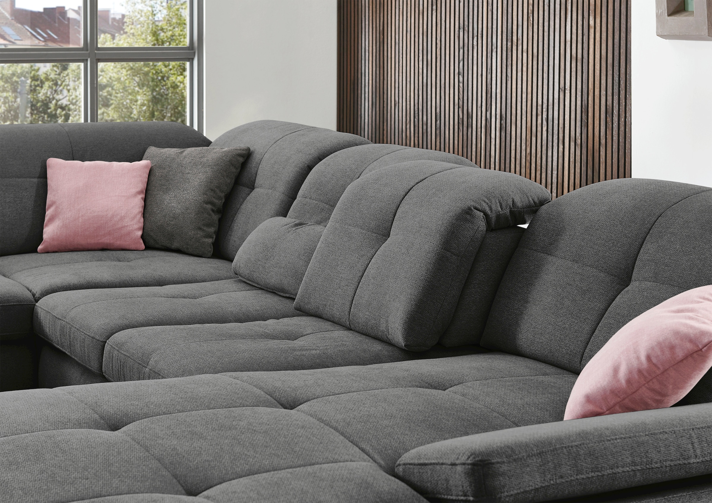 Die PlanBar Ecksofa »MP-IN16012 L-Form, mit Federkern-Polsterung«, inkl. Sitztiefenverstellung wahlweise mit weiteren Funktionen