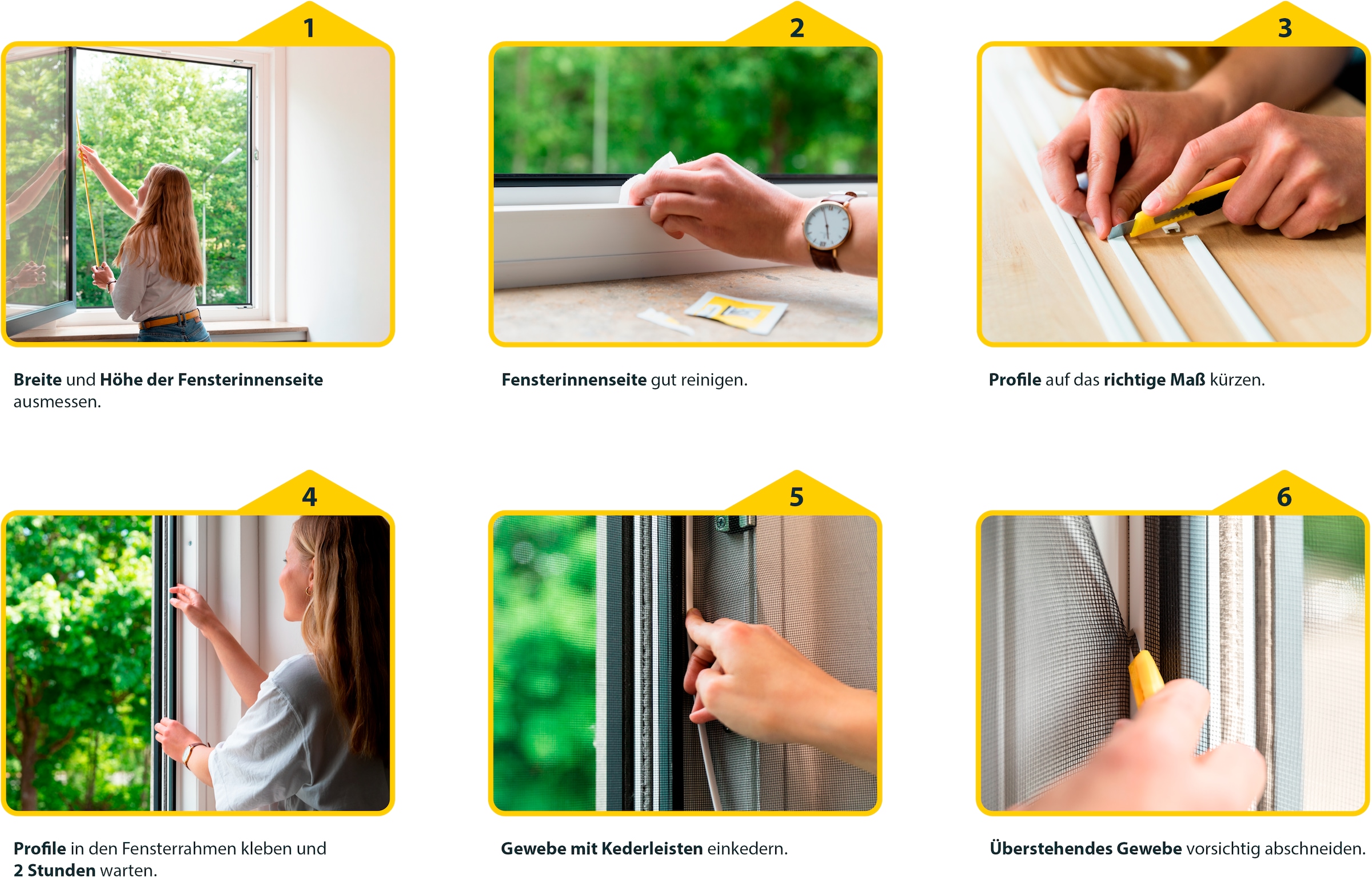 SCHELLENBERG Insektenschutz-Fensterrahmen »Easy Click mit Fiberglasgewebe ohne bohren«, Fliegengitter zum Einklicken, 100 x 150 cm und 130 x 150 cm, weiß