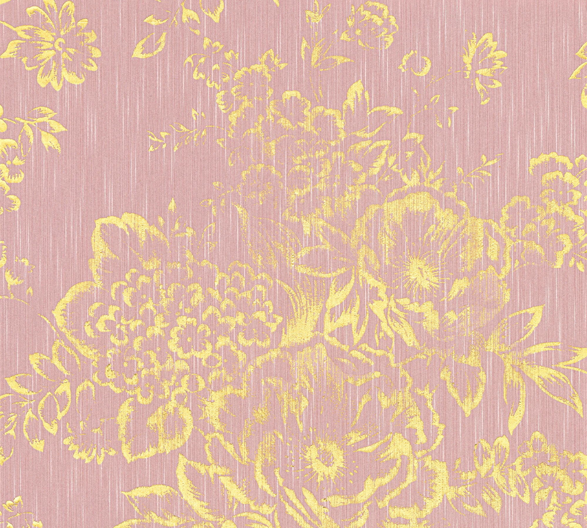 Bricoflor Florale Tapete Rosa Gold Blumen Textiltapete mit Metallic Effekt günstig online kaufen
