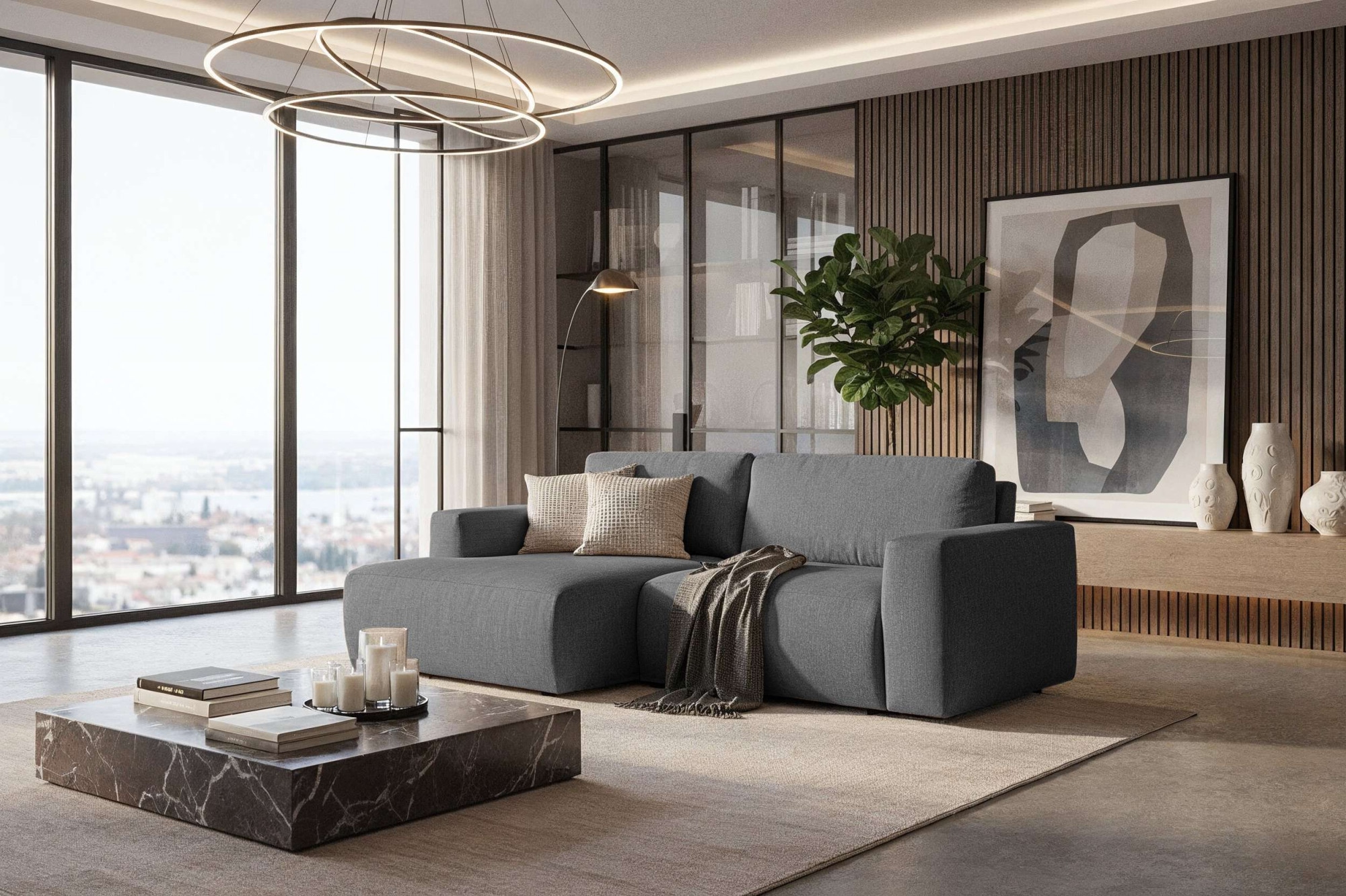 Home affaire Schlafsofa »Noord Schlafecksofa, Breite 250 cm« Cord, Struktur, Webstoff, mit Wellenunterfederung, Massivholzrahmen