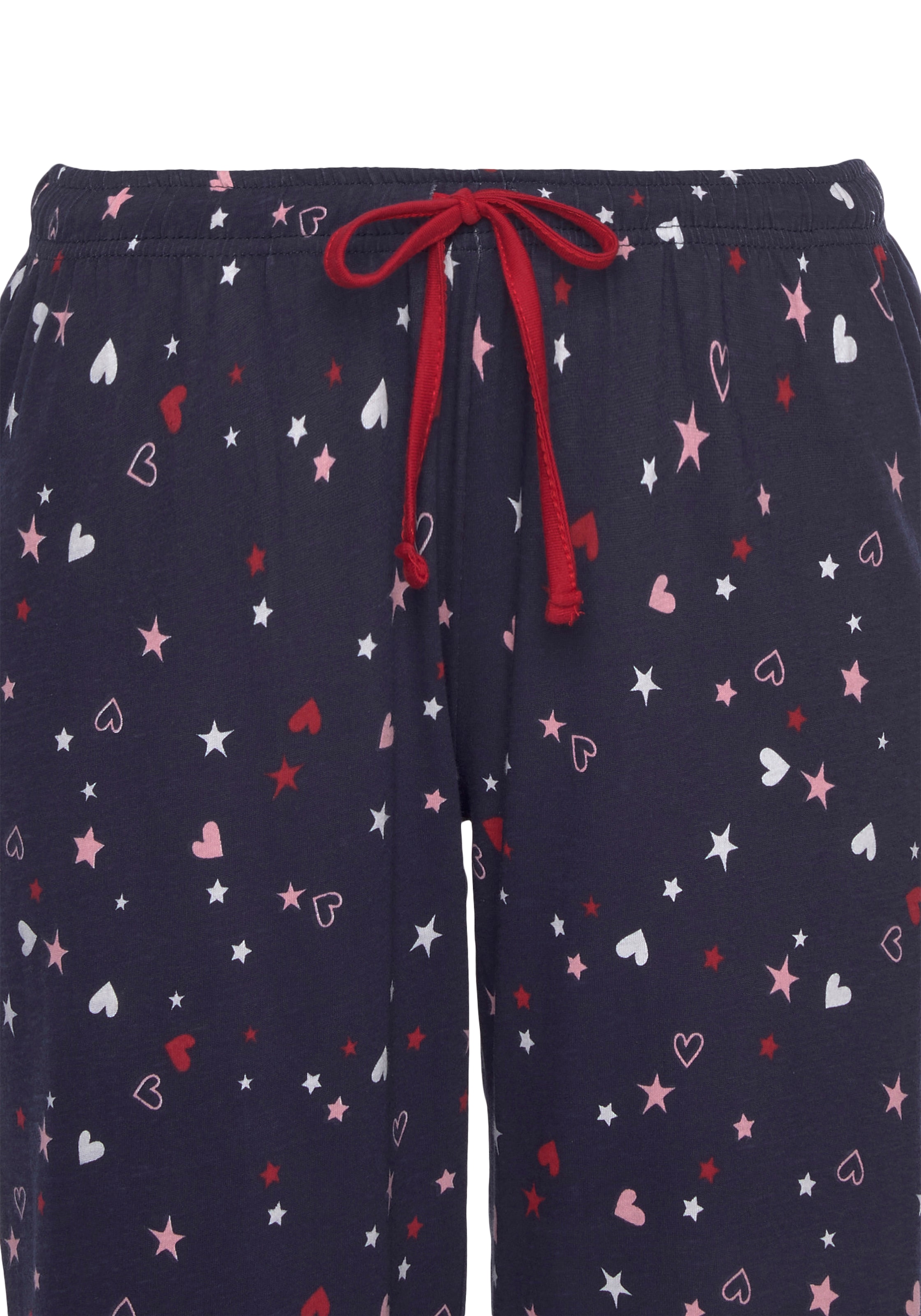 Vivance Dreams Capri-Pyjama, (2 tlg.), mit niedlichem Herzen-Sterne-Druck