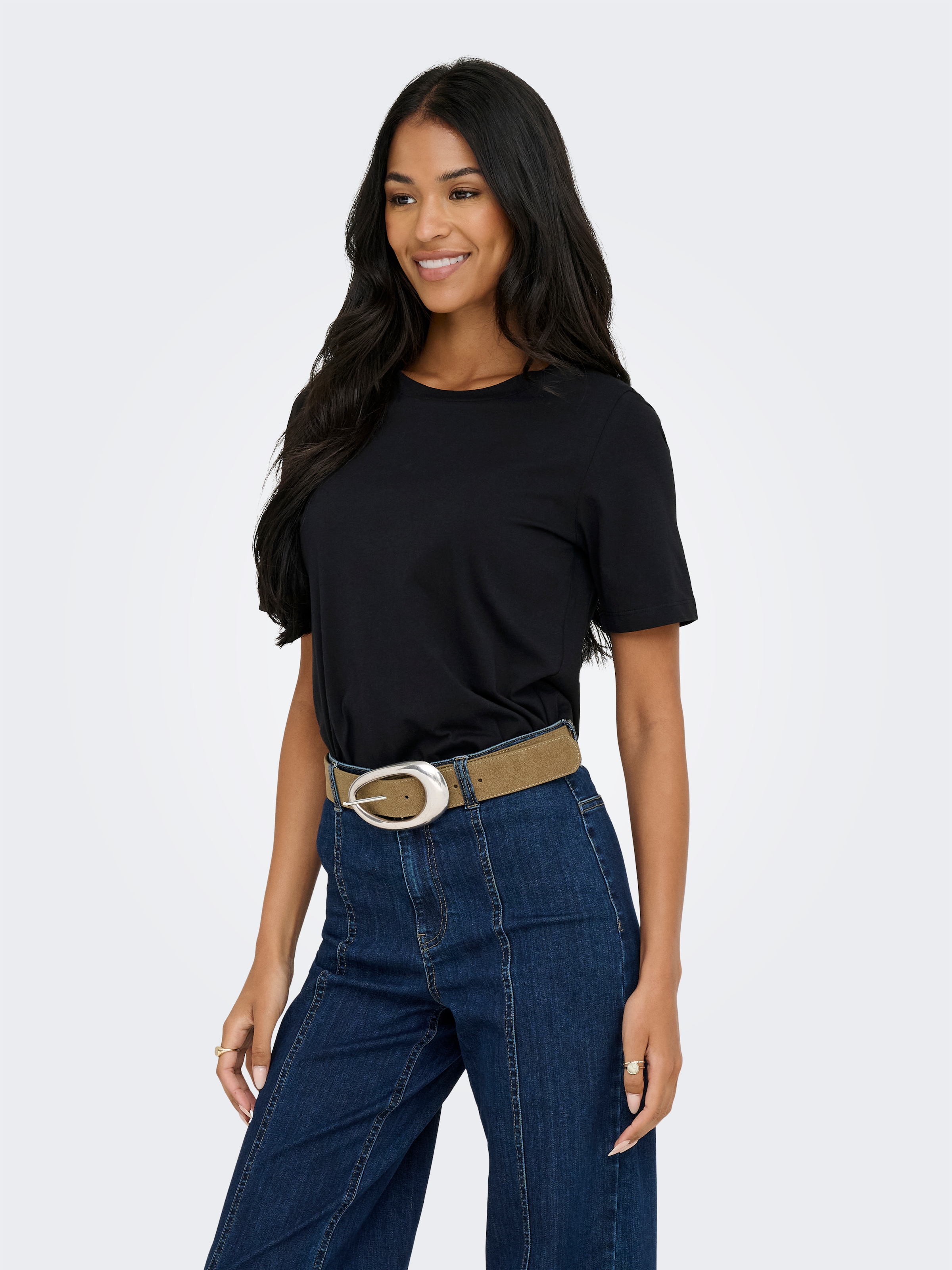 ONLY Kurzarmshirt »ONLONLY – Doppelpack T-Shirts für Alltag und Freizeit« Packung, 2 Stk. regular fit, Jersey, Baumwolle, Rundhals, unifarben