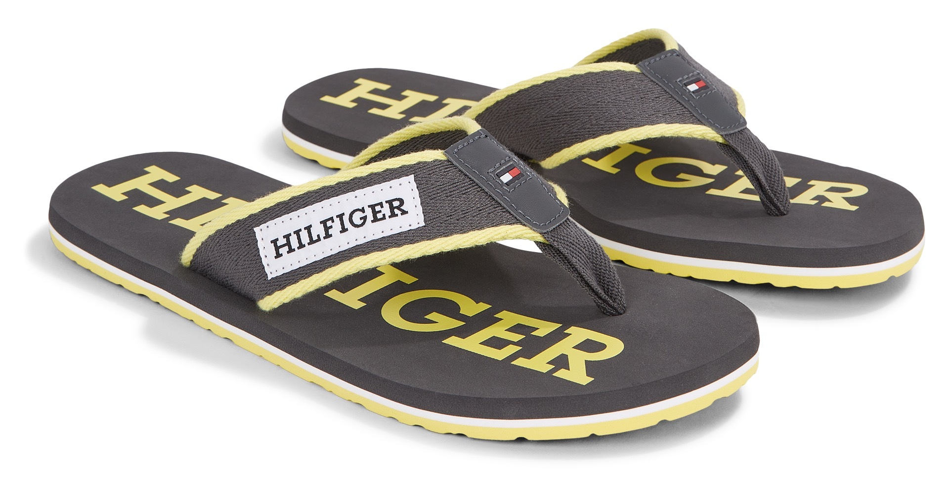 Tommy Hilfiger Zehentrenner »PATCH HILFIGER BEACH SANDAL«, Sommerschuh, Schlappen, Poolslides, Badeschuh, mit Logoschriftzug