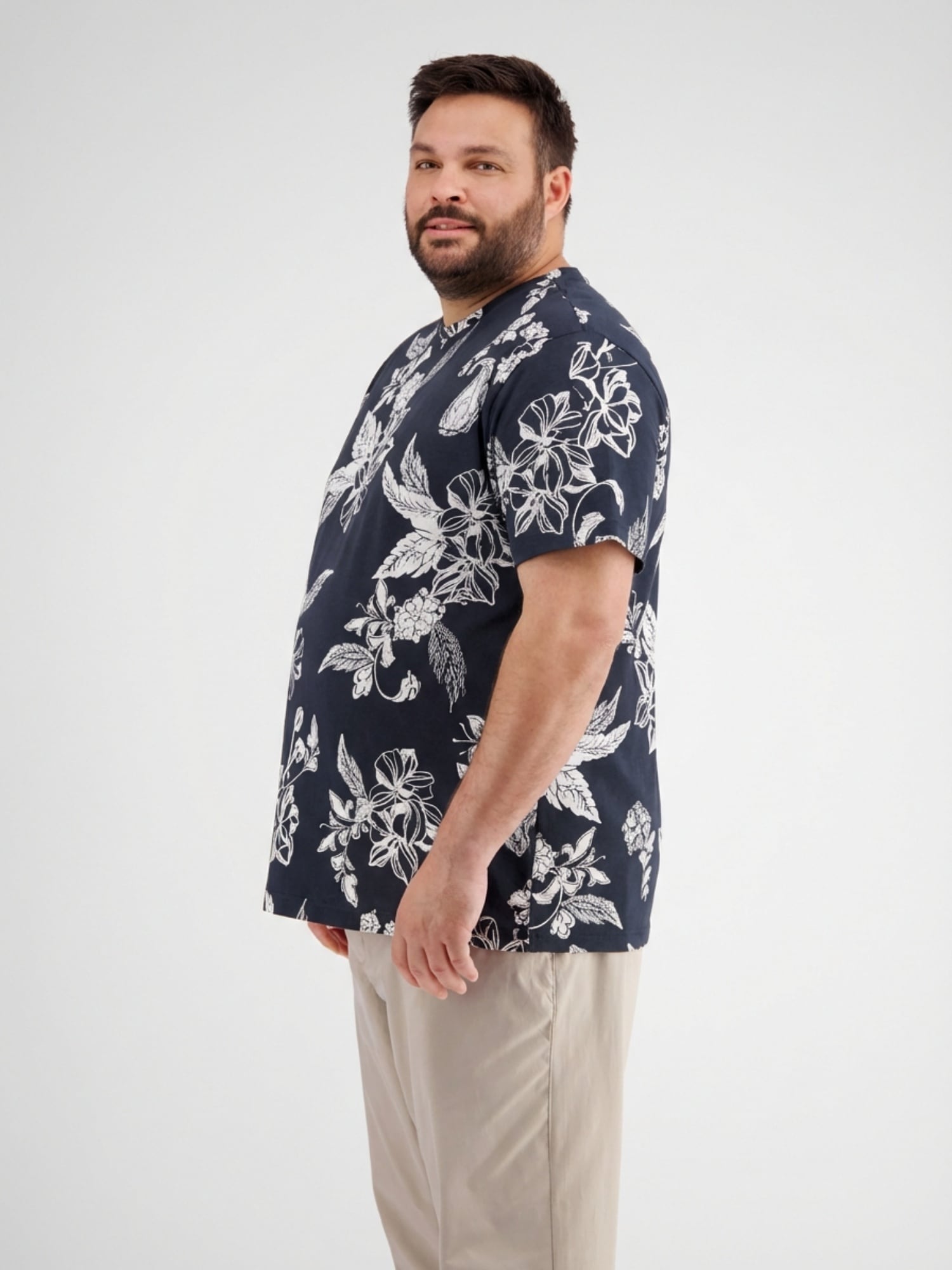 LERROS T-Shirt »T-Shirt mit O-Neck, All-over-Print in grossen Größen«