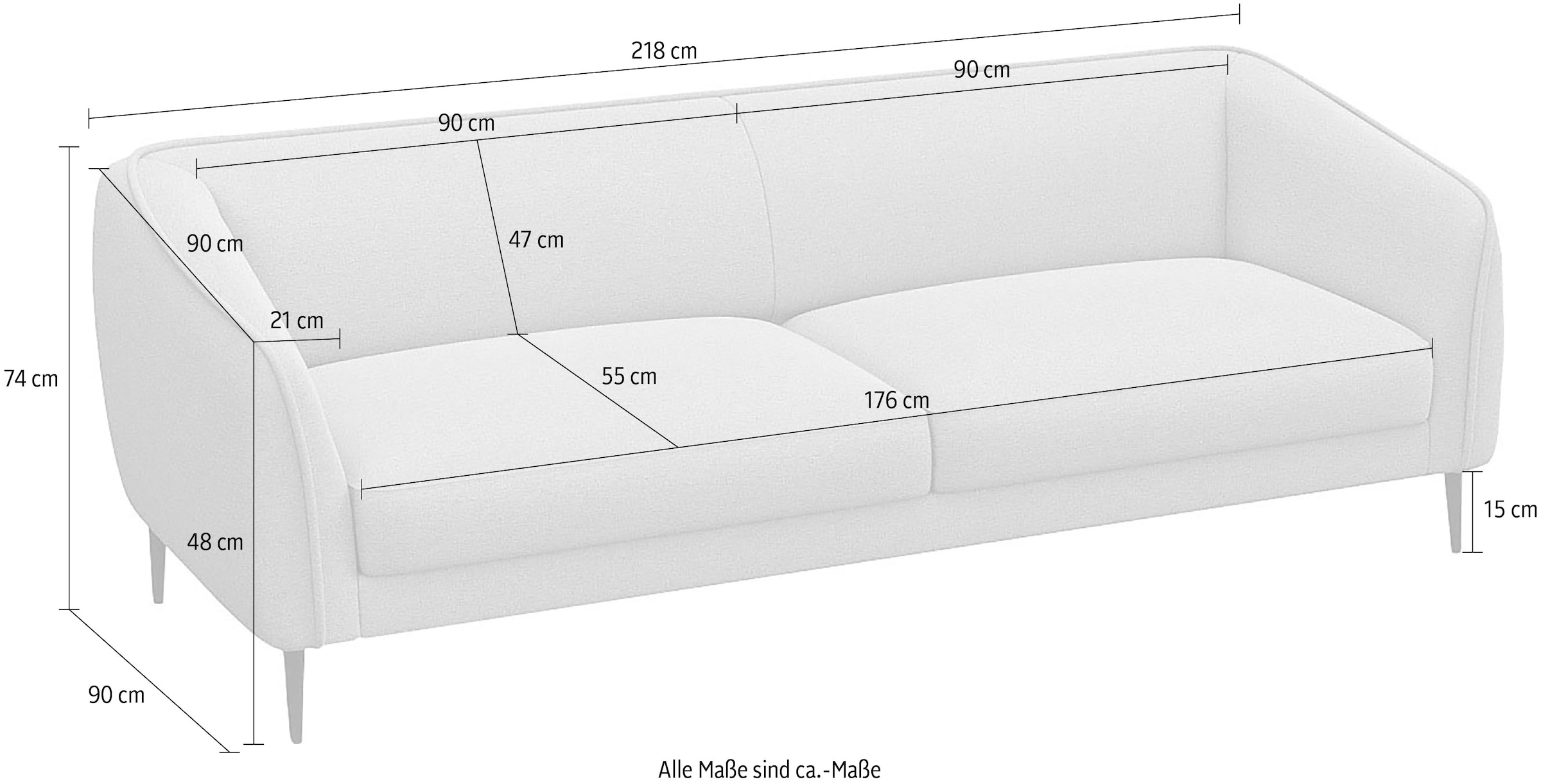 FLEXLUX 3-Sitzer »Belle Designsofa, Couch, bequem durch Kaltschaum im Sitz«, Skandinavisches Design, In hochwertiger Verarbeitung