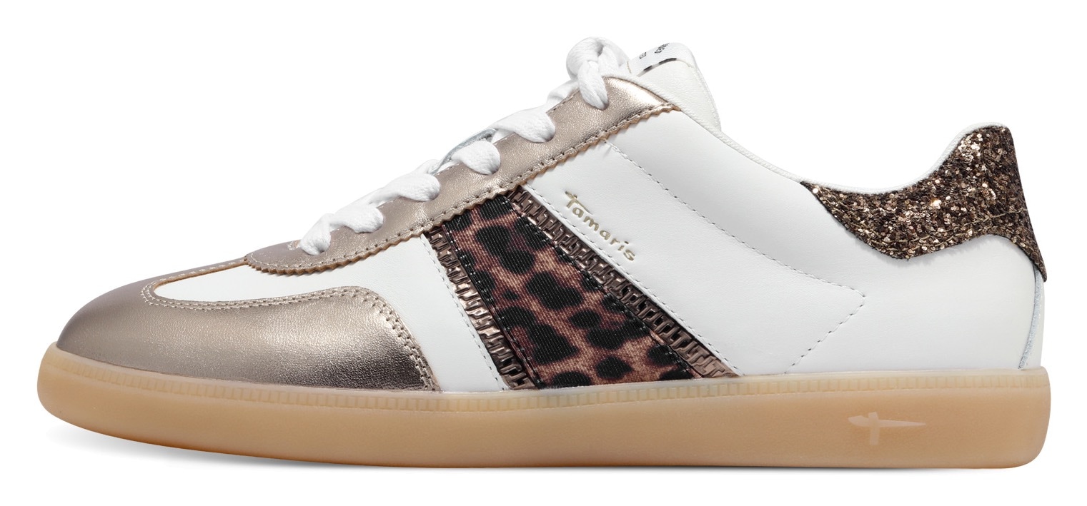 Tamaris Plateausneaker  , Freizeitschuh, Halbschuh, Schnürschuh mit Glitter an der Ferse
