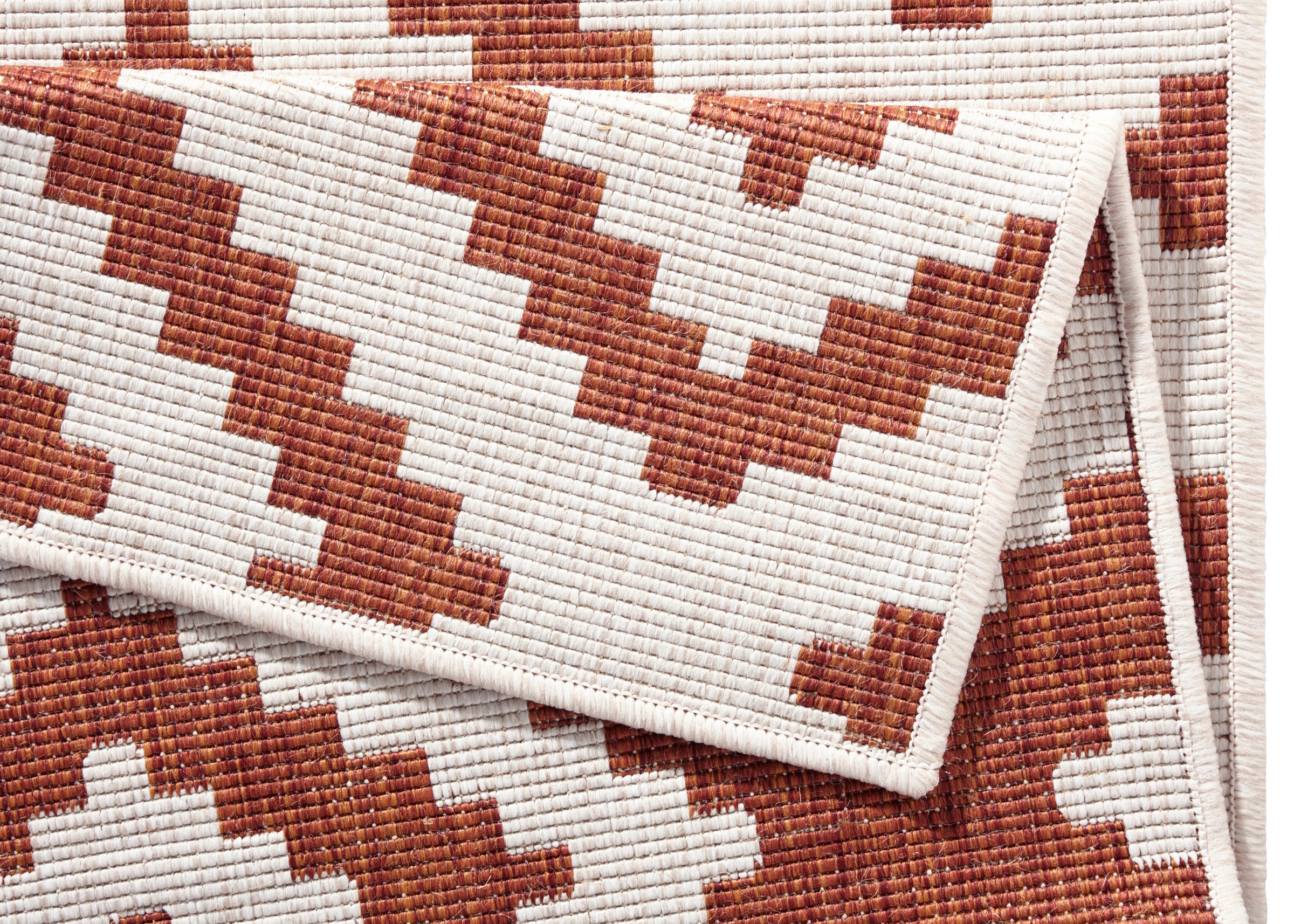 NORTHRUGS Teppich »Malta Wendeteppich«, rechteckig, 5 mm Höhe, In-& Outdoor, Wetterfest, Balkon, Terrasse, Raute, Läufer, Wohnzimmer