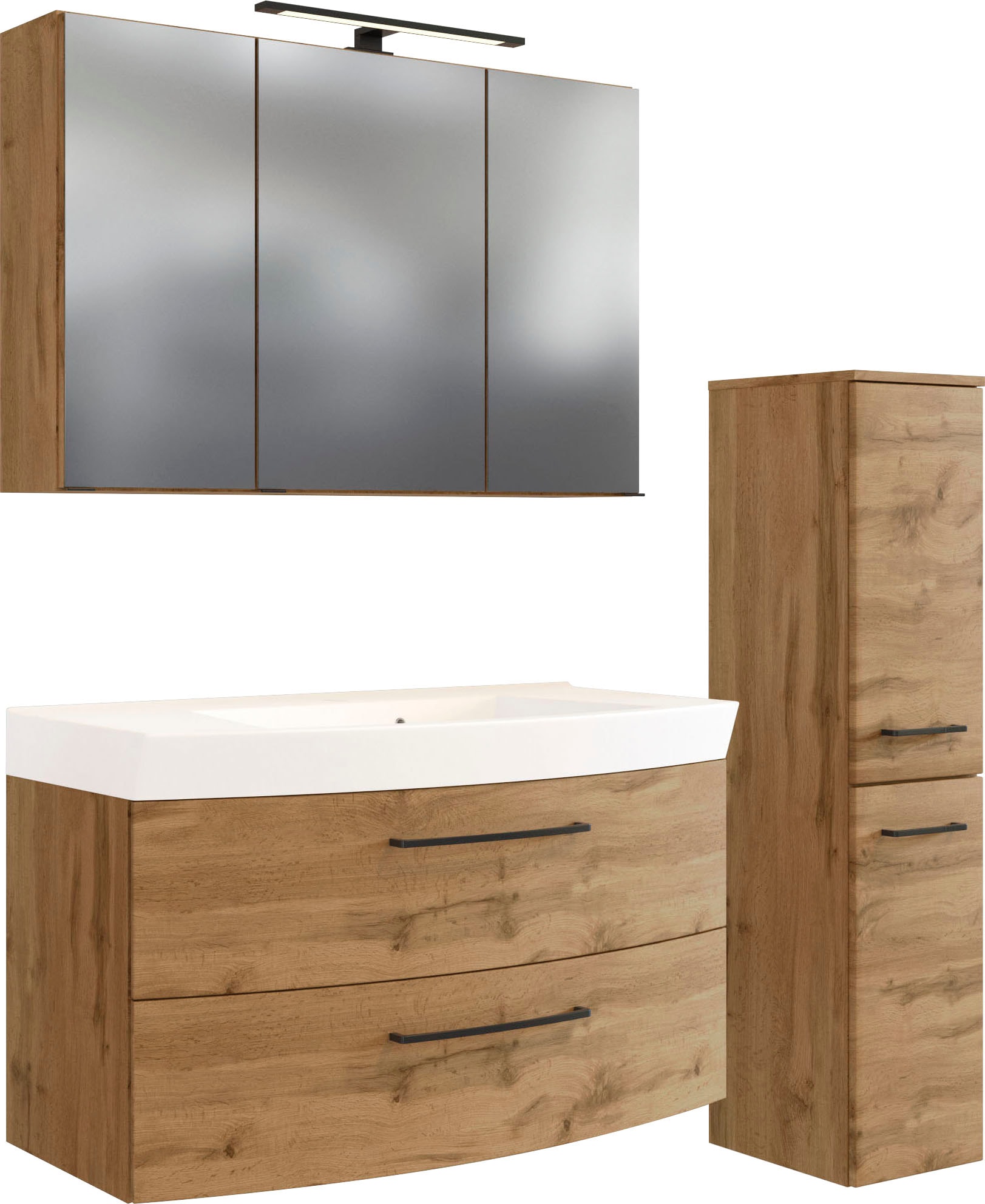 welltime Badmöbel-Set »Chicago« Spiegelschrank, Waschtisch, Midischrank, 3 günstig online kaufen