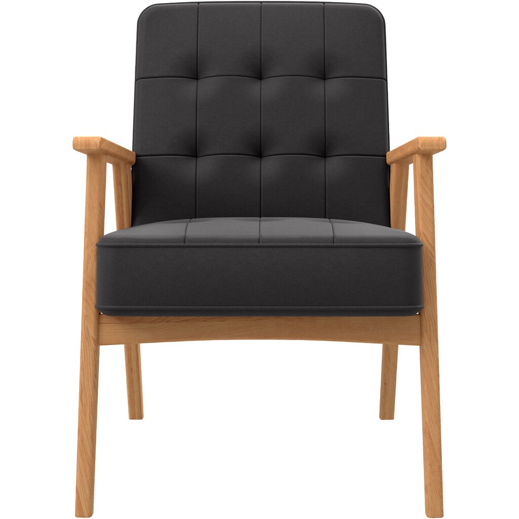 andas Sessel »Alvared«, Wellenunterfederung für hohen Sitzkomfort, Eiche-Massivholz in natur