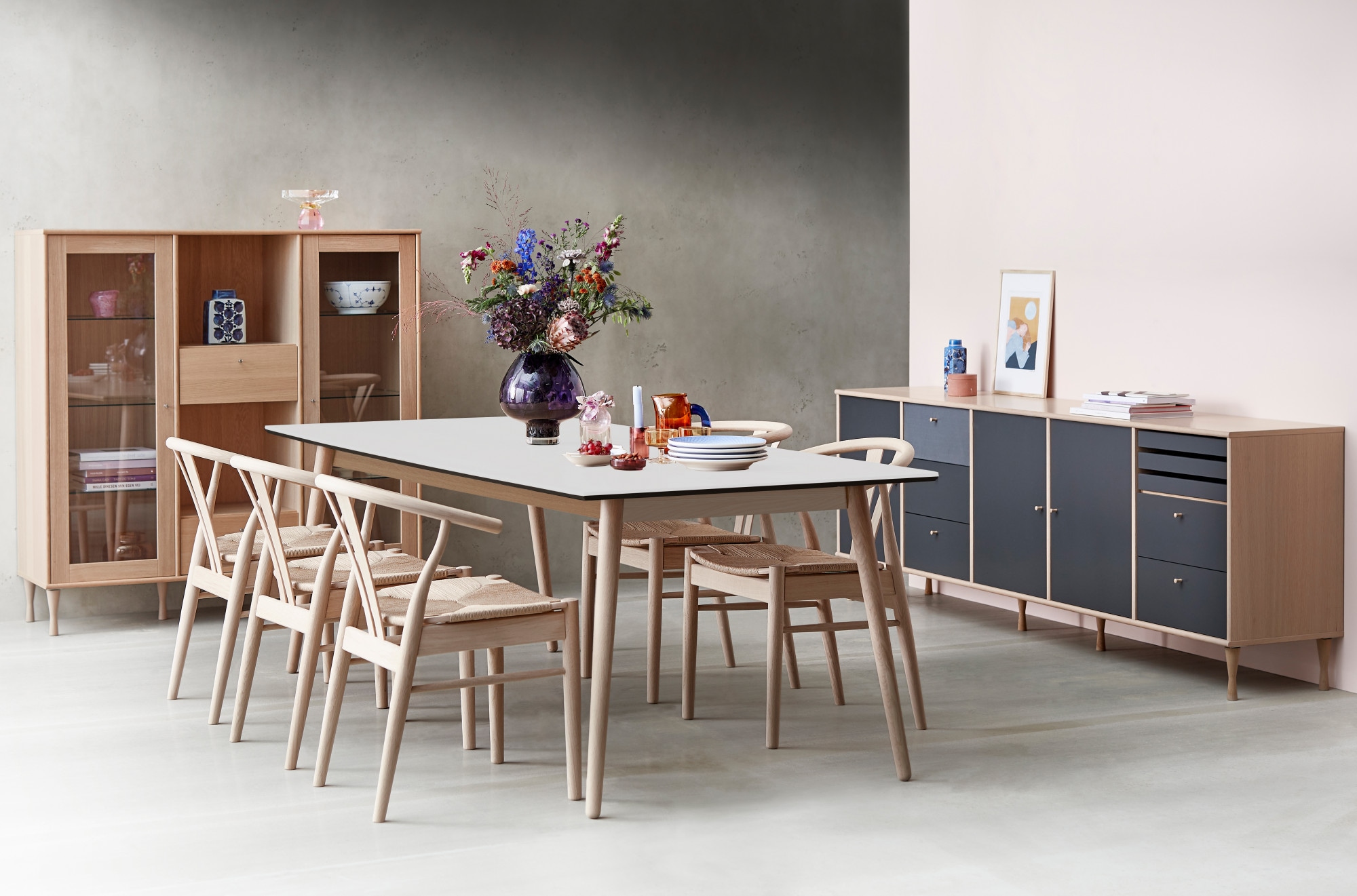 Hammel Furniture Esstisch »Meza Designtisch mit Auszugsfunktion und 2 Einlegeplatten«, (1 St.), rechteckige Tischplatte MDF, Esche Massivholzgestell