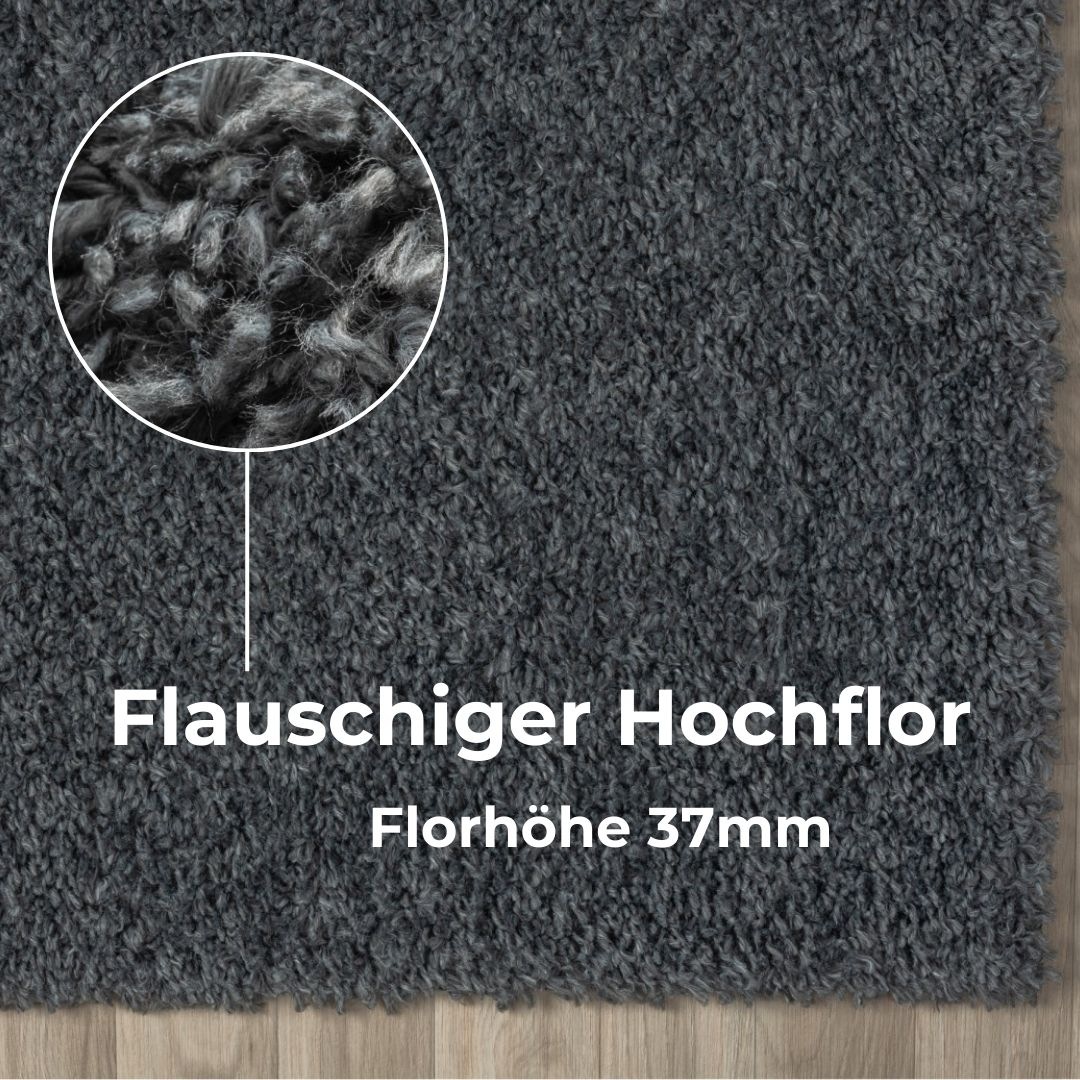 my home Hochflor-Teppich »Banji«, rechteckig, 37 mm Höhe, Uni Farben, weich und flauschig, auch als Läufer & in rund erhältlich