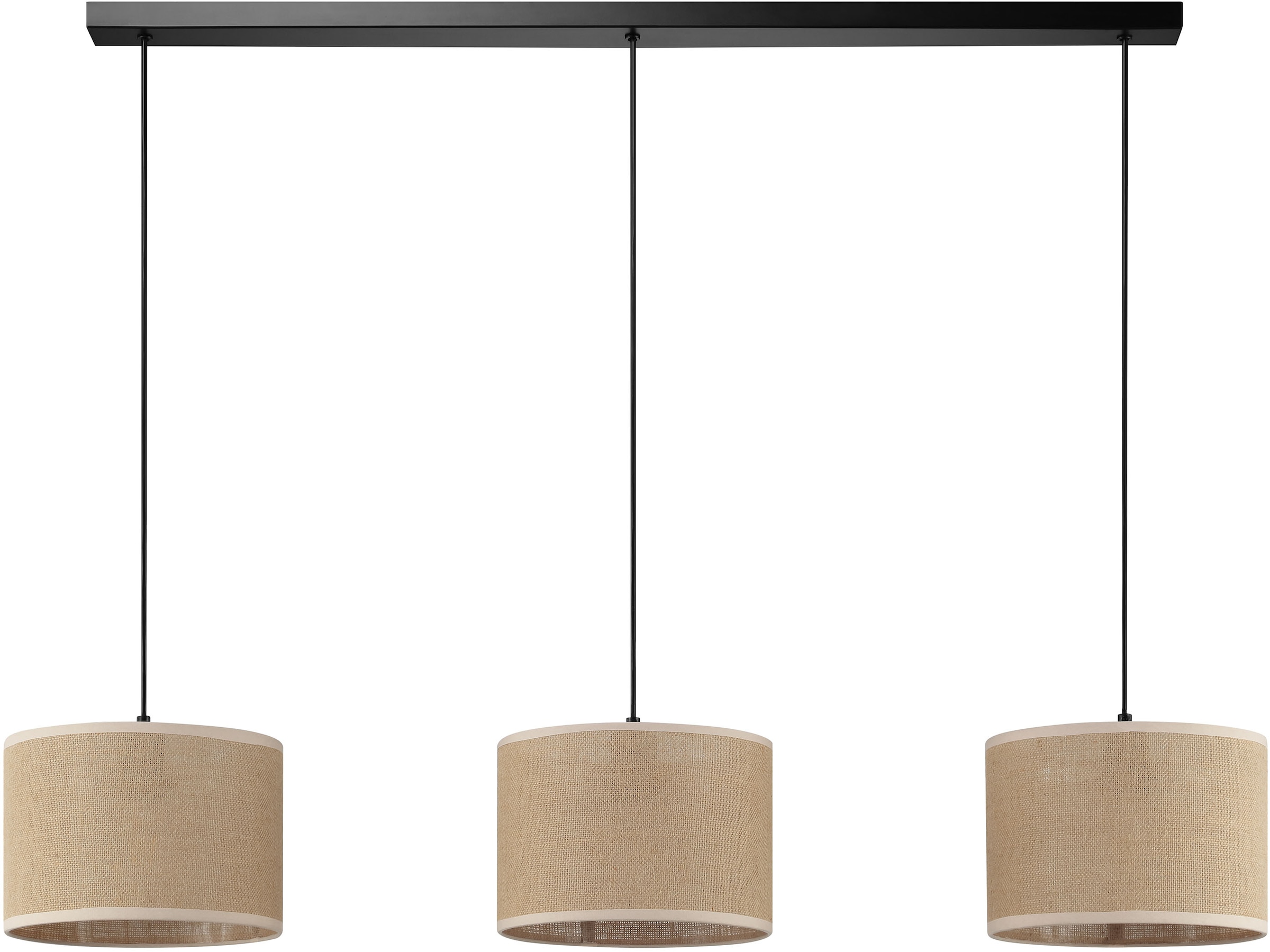 my home Pendelleuchte »Mindelstetten«, 3 flammig, Leuchtmittel E27 | ohne Leuchtmittel, mit Leinenstoffschirm, Höhe 110 cm, Breite 100 cm