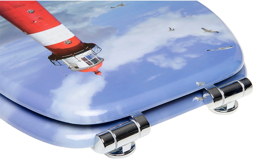 Sanilo Badaccessoire-Set »Leuchtturm« WC-Sitz, Badteppich, Stöpsel, Seifenspender und WC-Bürste